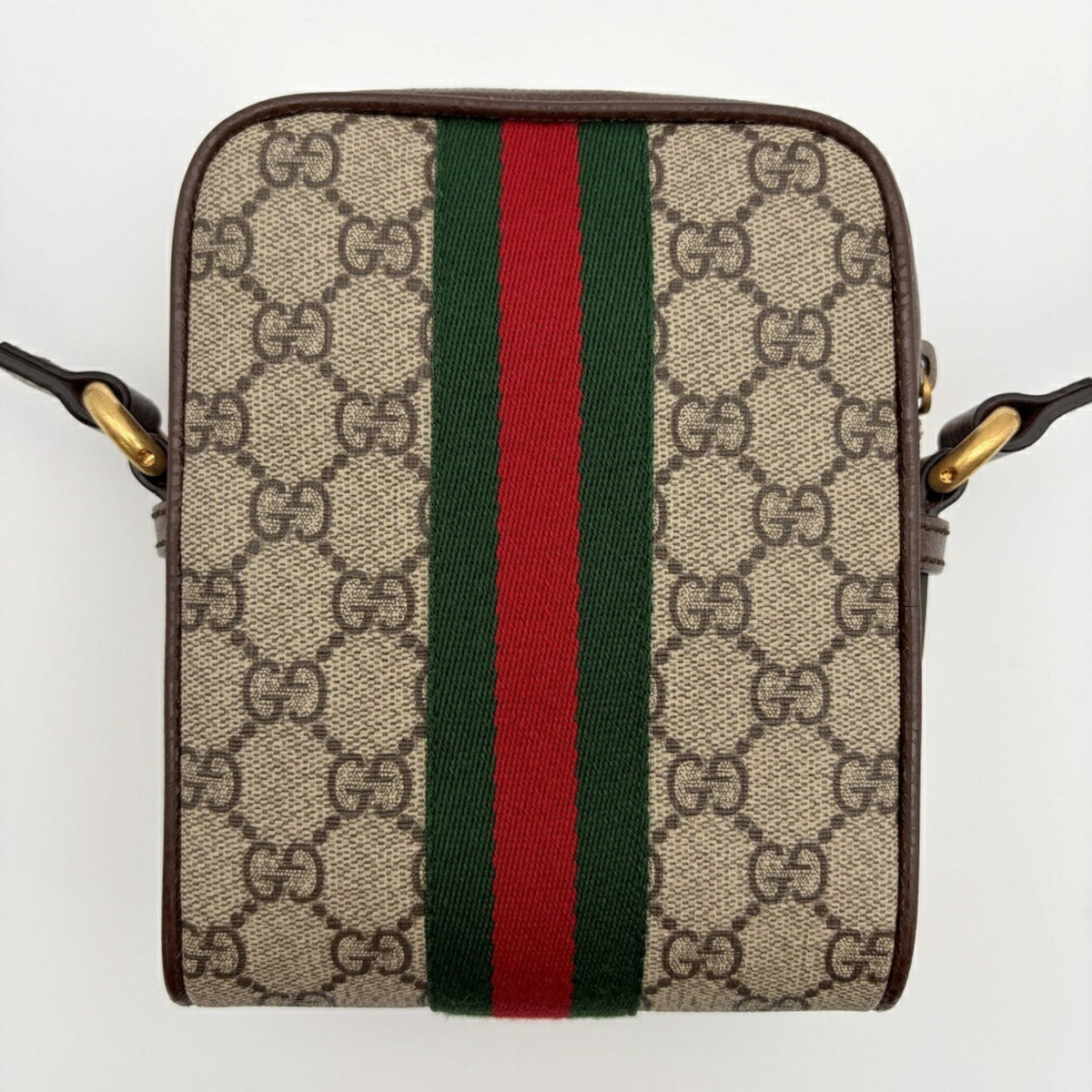 Gucci Beige Brown Gg Supreme Canvas Leather Shoulder Bag (Pre-Owned)