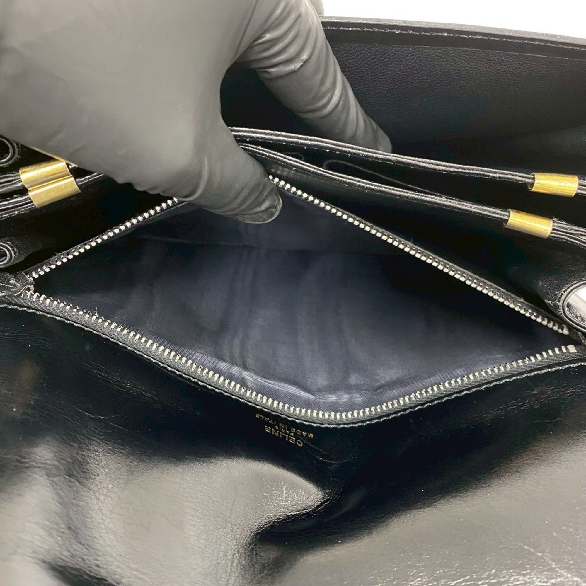 Celine Black Leather Pochette Shoulder Bag (Pre-Owned)