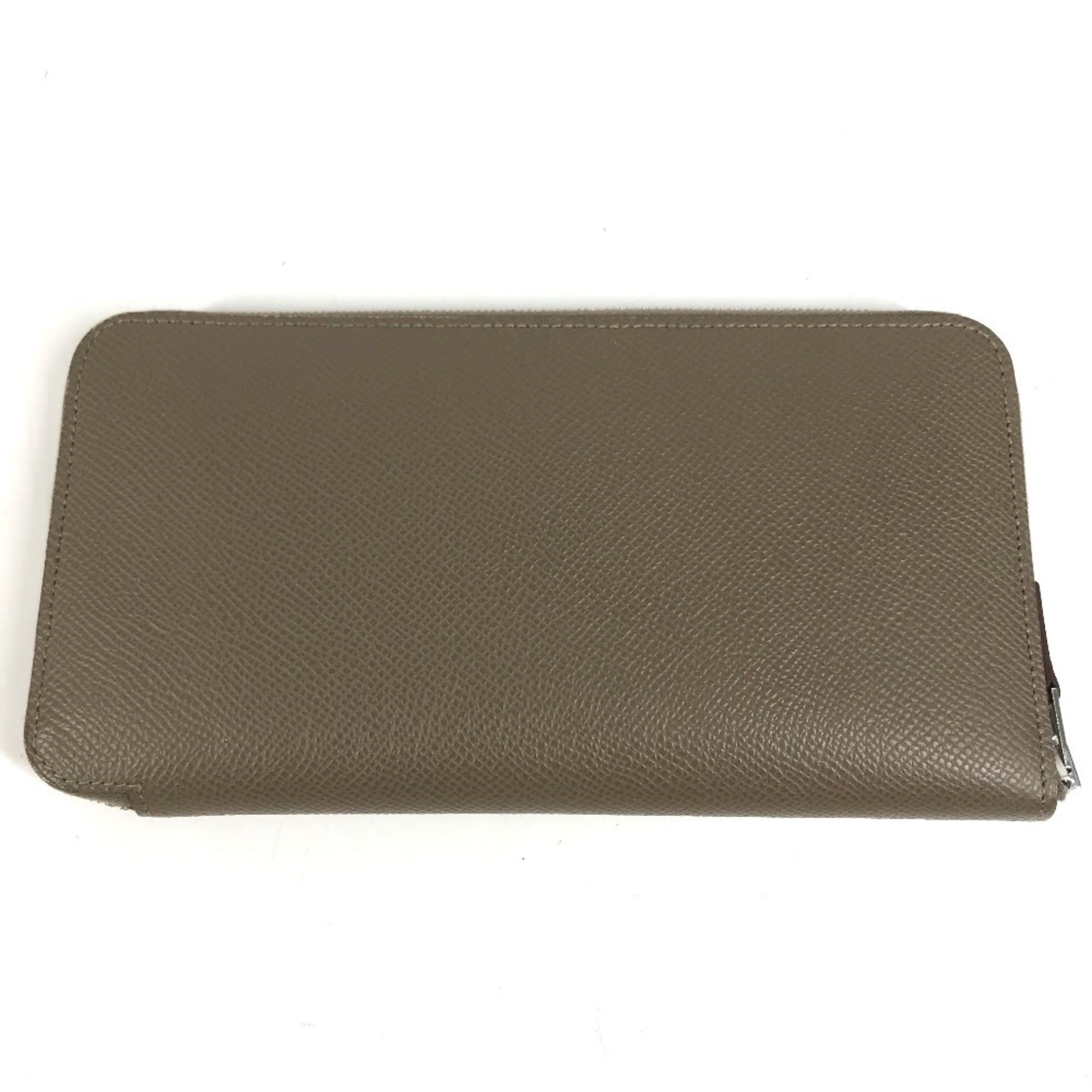 Hermes Silk'in Gray Epsom Leather Long Wallet (Bi-Fold) (Pre-Owned)