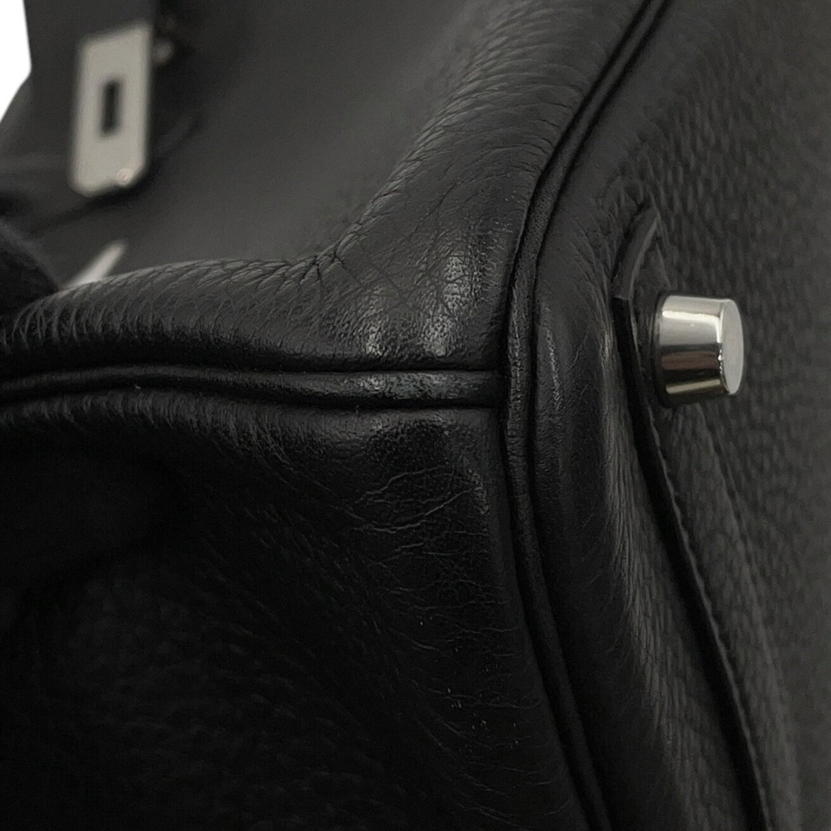 Hermes Birkin Black Taurillon Clemence Leather Handbag (Pre-Owned)
