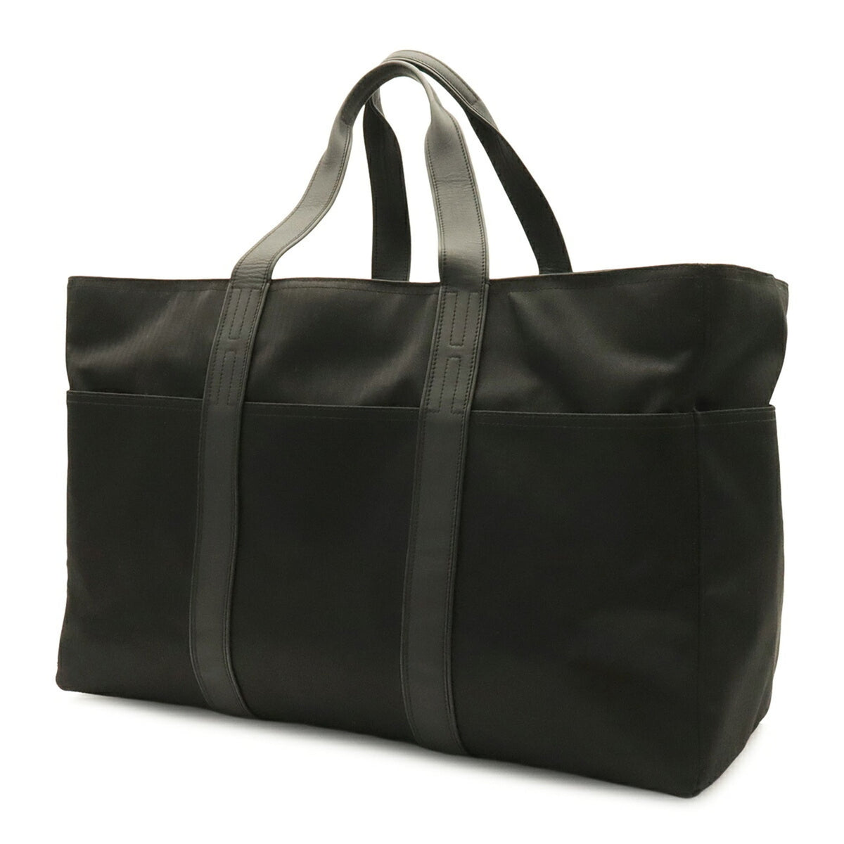 Hermes Black Toile Chevron Boston Bag Handbag Tote Bag (Pre-Owned)