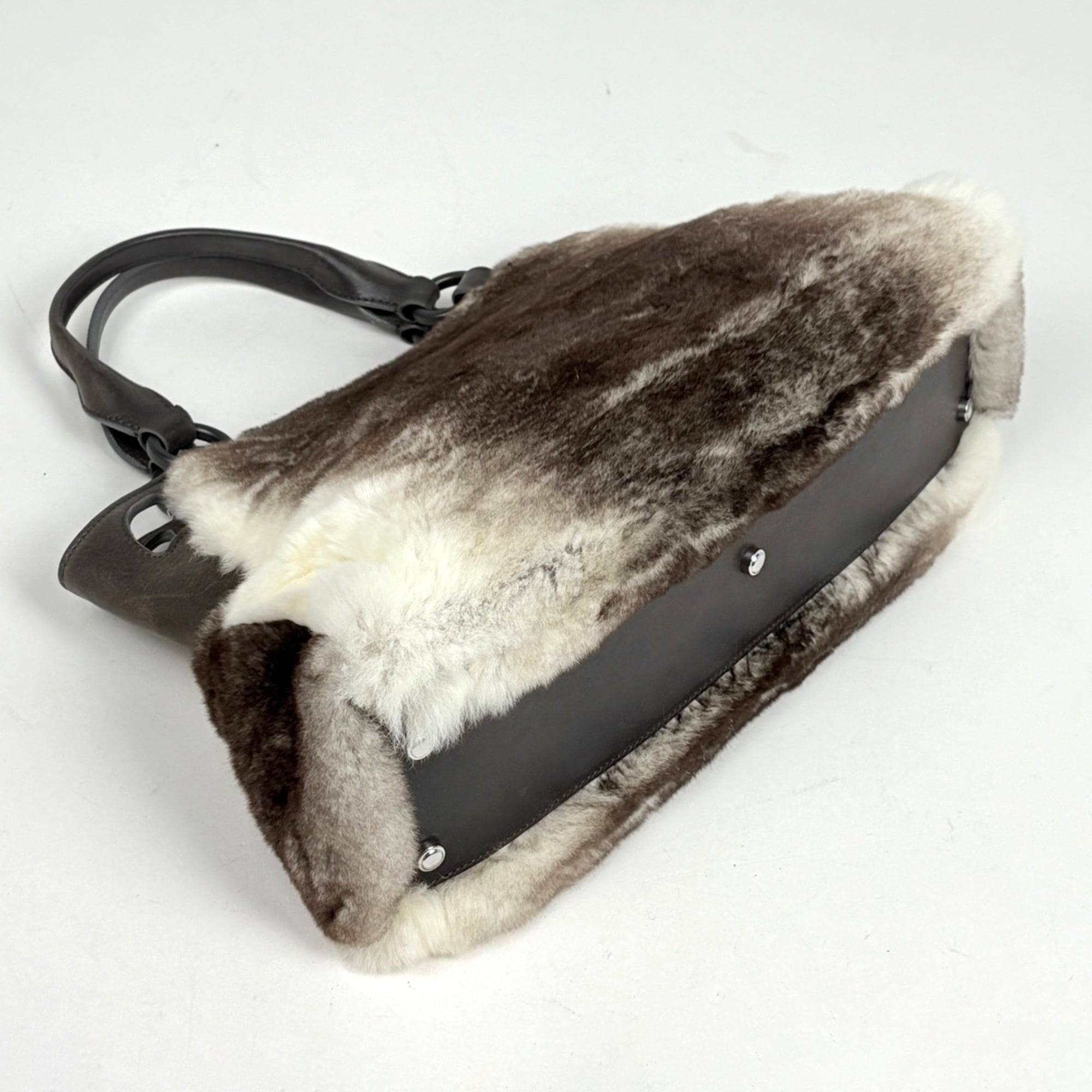 Cartier Grayish Fur Leather Handbag (Pre-Owned)