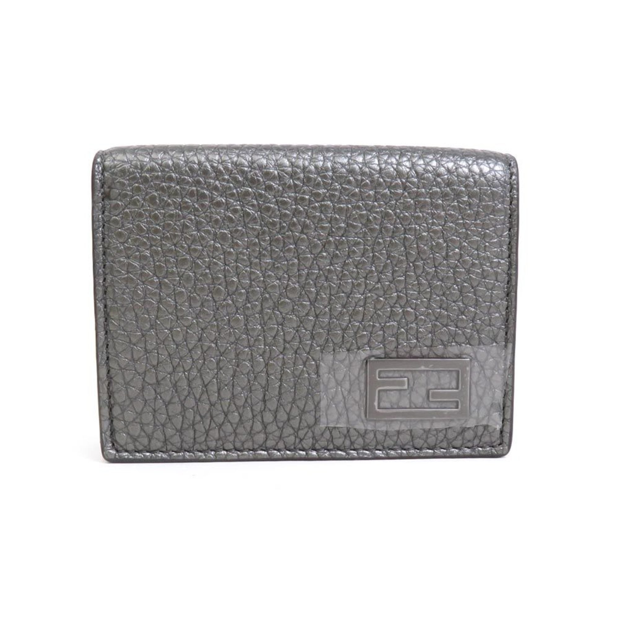 Fendi Metallic Gray Leather Wallet (Tri-Fold) (Pre-Owned)