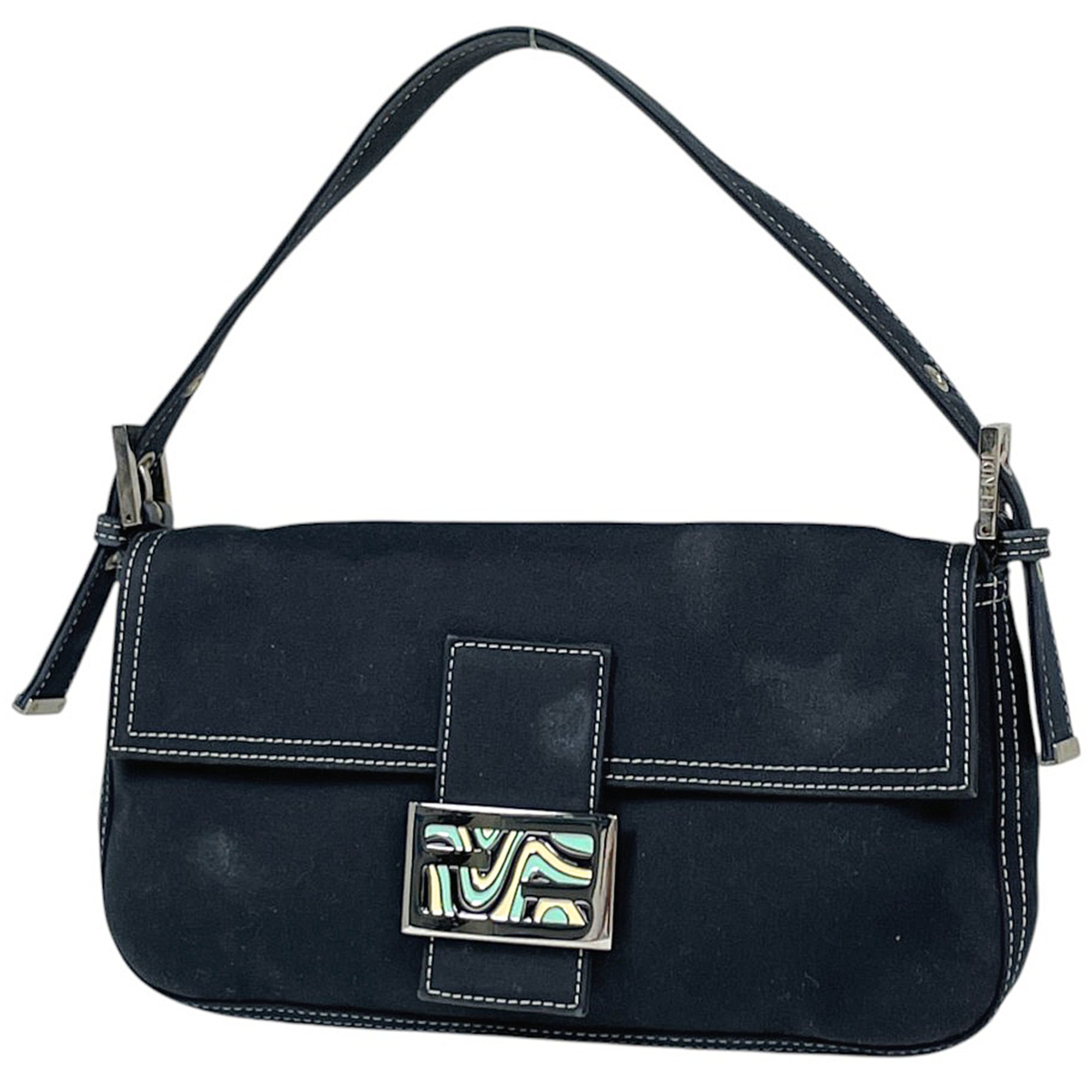 Fendi Navy Canvas Shoulder Bag (Pre-Owned)