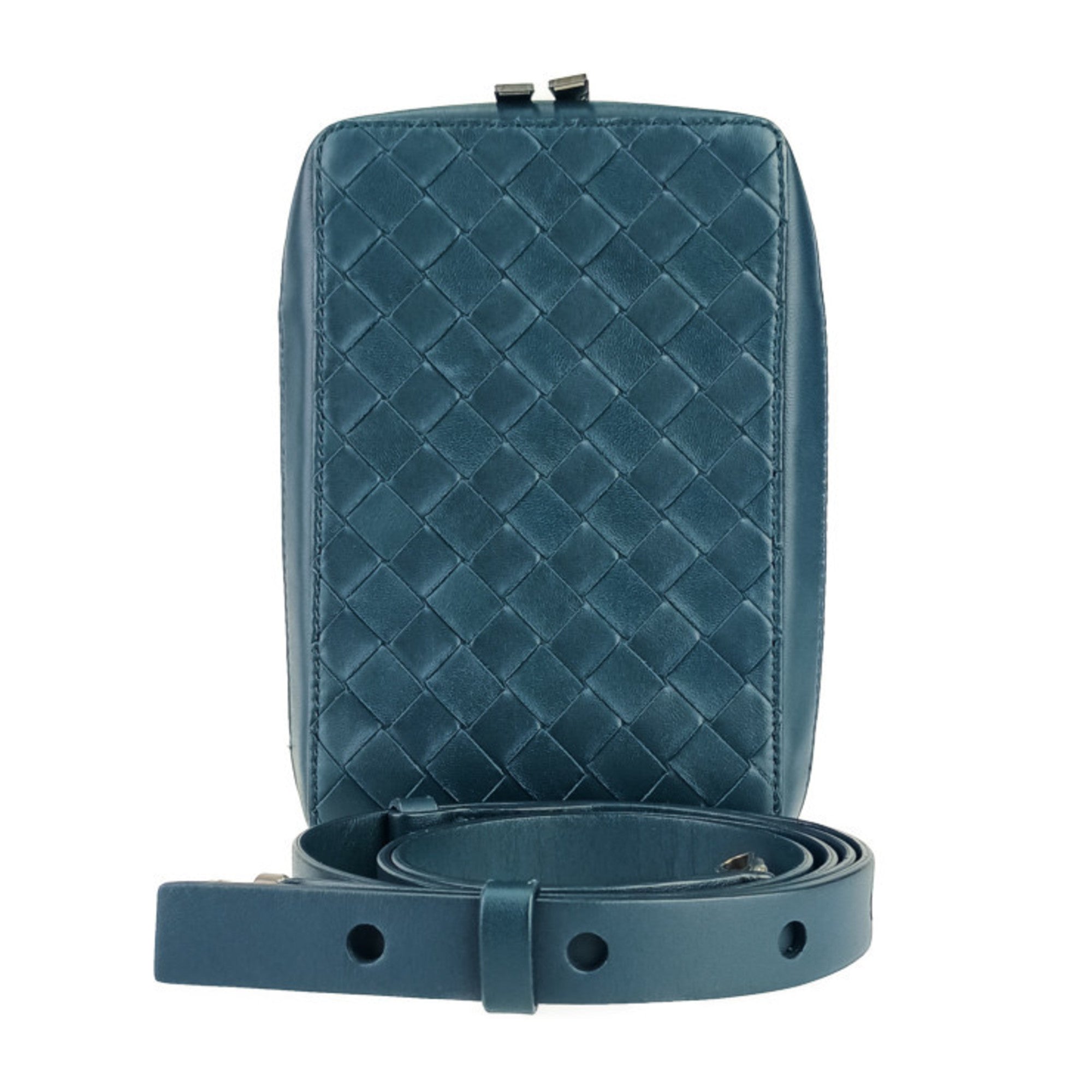 Bottega Veneta Blue Intrecciato Handbag Shoulder Bag Tote Bag (Pre-Owned)