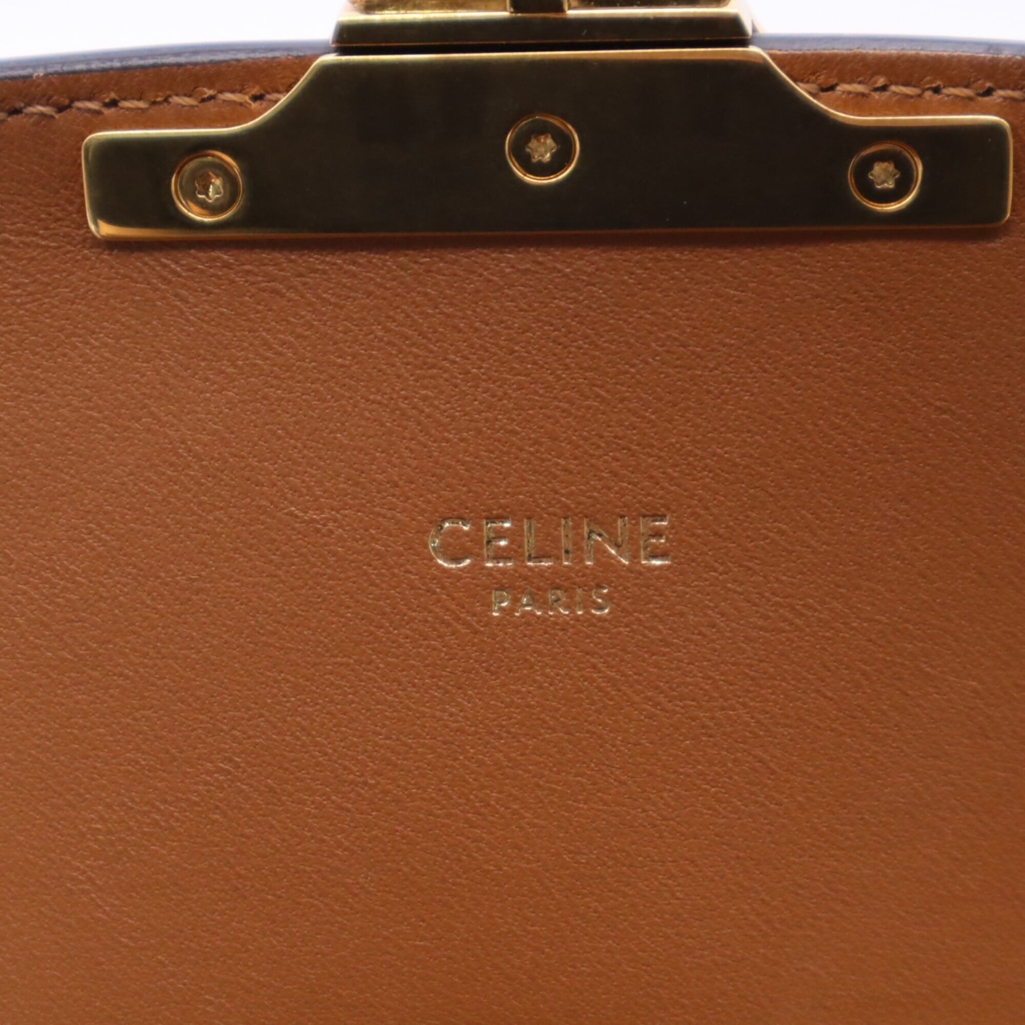 Celine Beige Brown Canvas Leather Shoulder Bag (Pre-Owned)