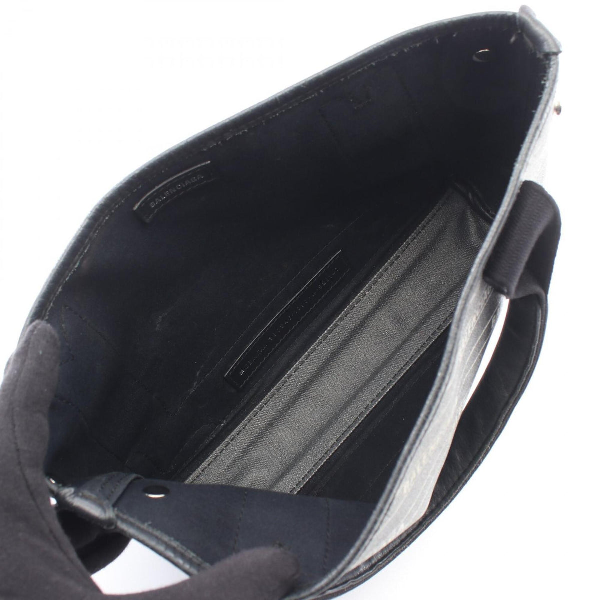 Balenciaga Black Coated Canvas Handbag Pouch (Pre-Owned)
