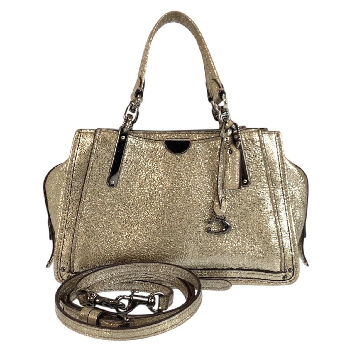 Coach Metallic Gold Leather Handbag Shoulder Bag (Pre-Owned)