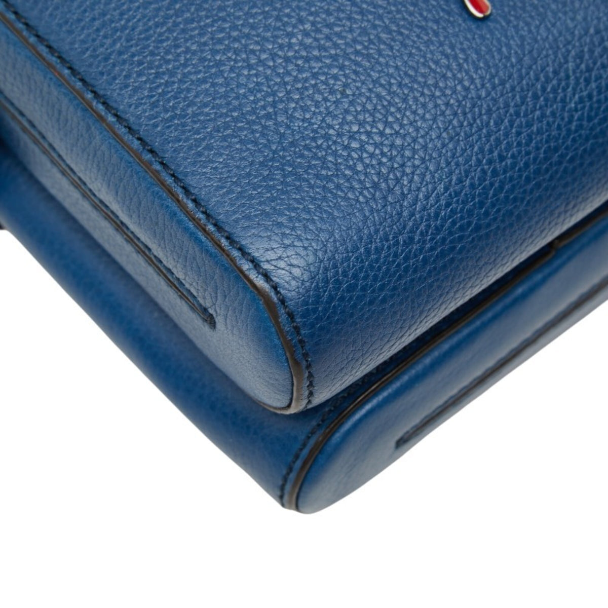 Christian Louboutin Blue Brown Leather Shoulder Bag (Pre-Owned)