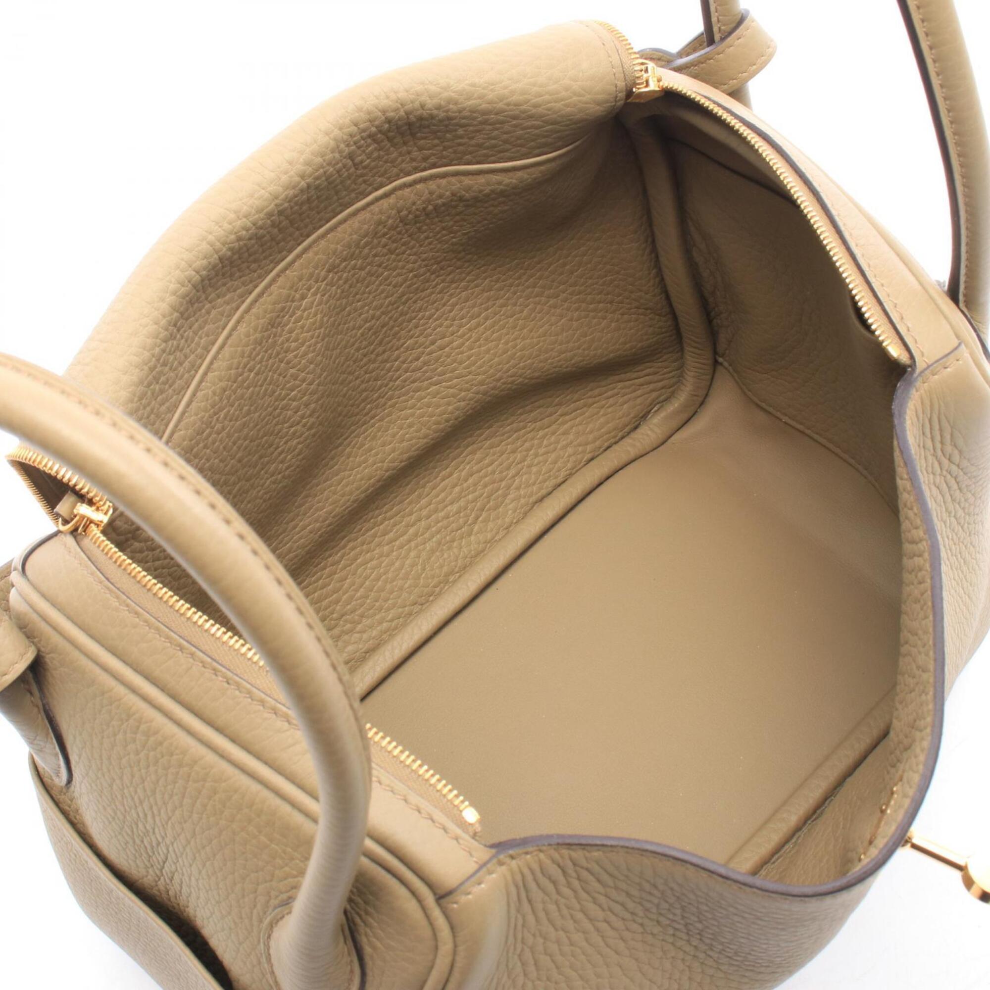 Hermes Beige Taurillon Clemence Leather Handbag Shoulder Bag (Pre-Owned)