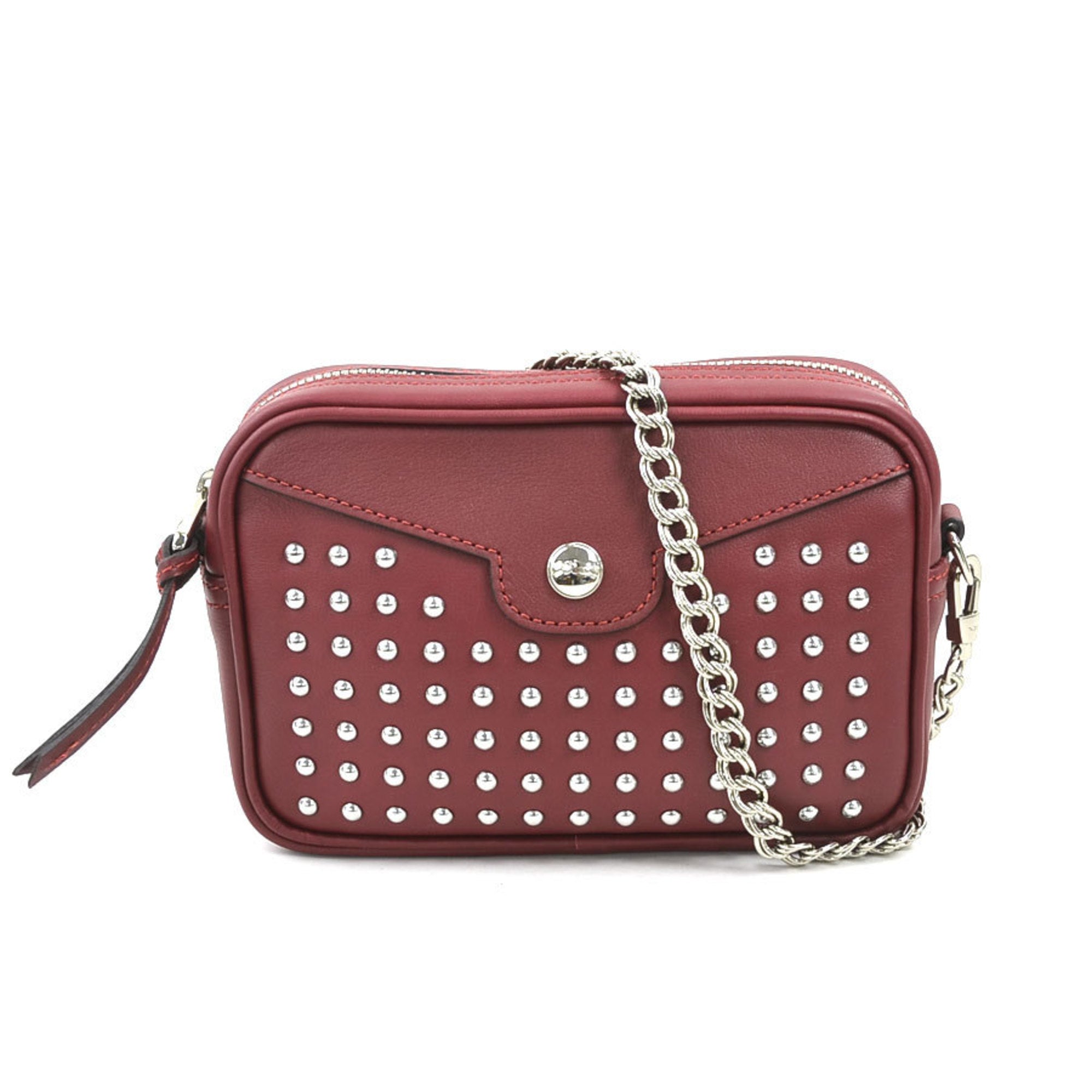 Longchamp Dark Red Leather Shoulder Bag (Pre-Owned)