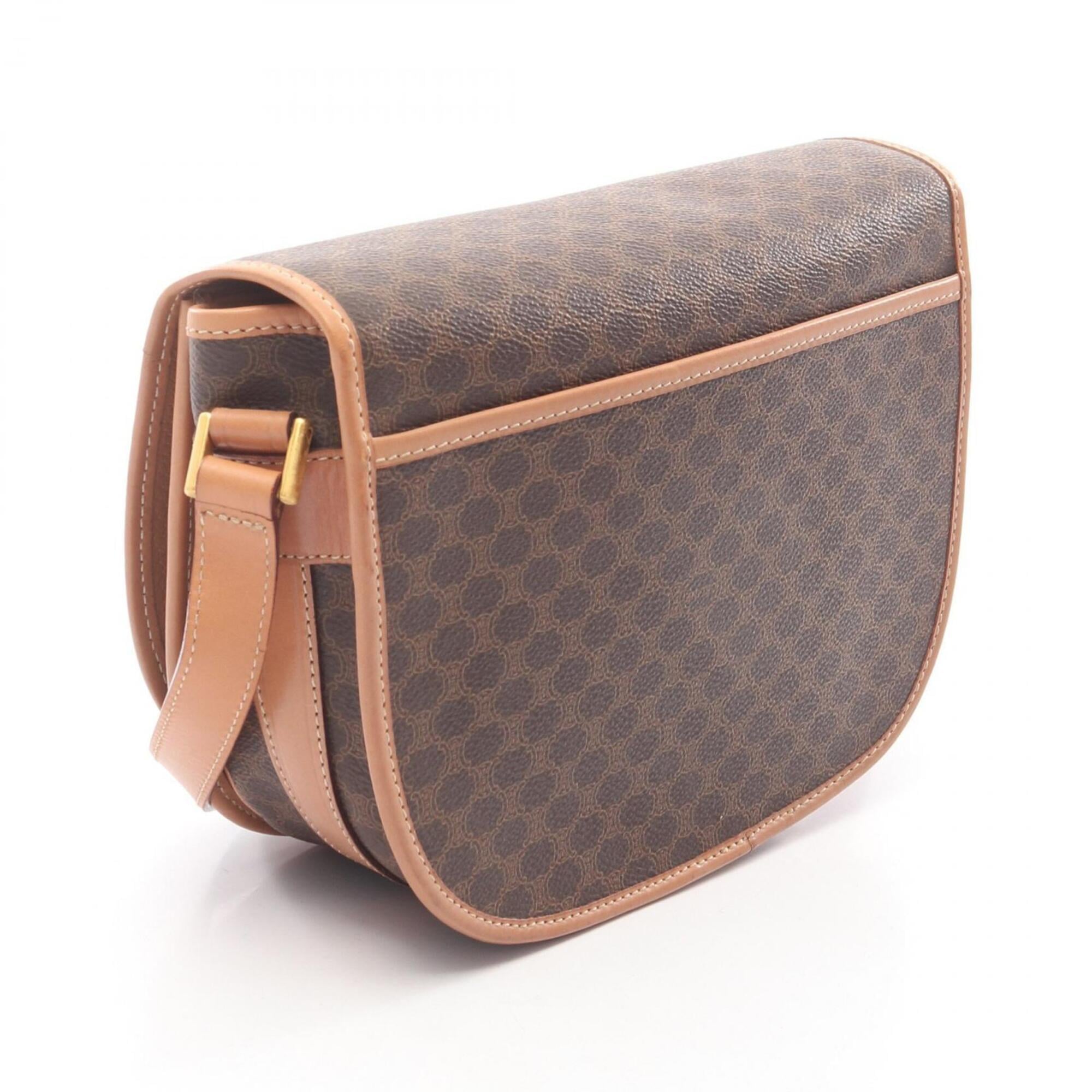 Celine Brown Coated Canvas Leather Handbag Shoulder Bag (Pre-Owned)