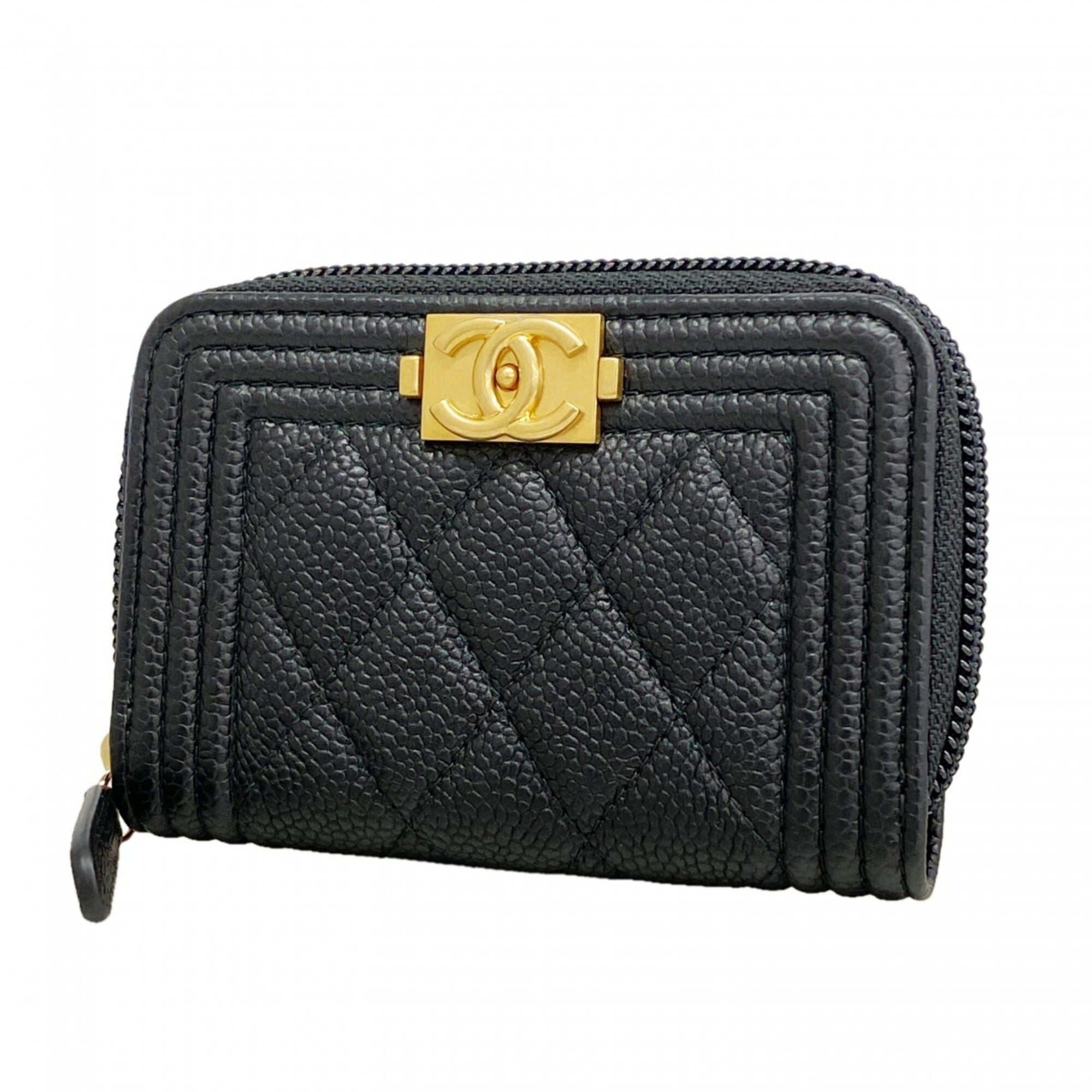 Chanel Black Grained Calfskin Coin Purse/Coin Case (Pre-Owned)