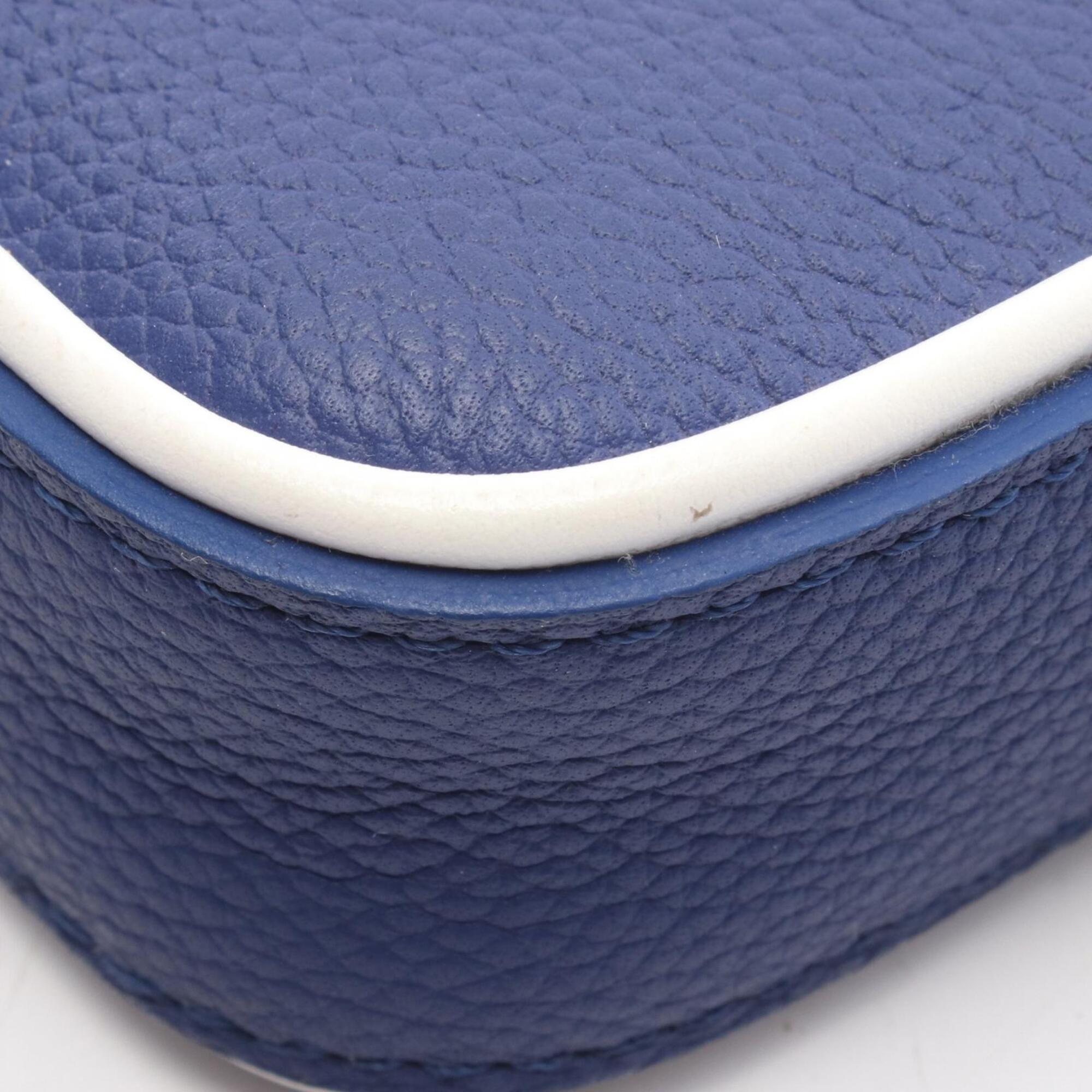 Louis Vuitton Navy White Leather Handbag Shoulder Bag (Pre-Owned)