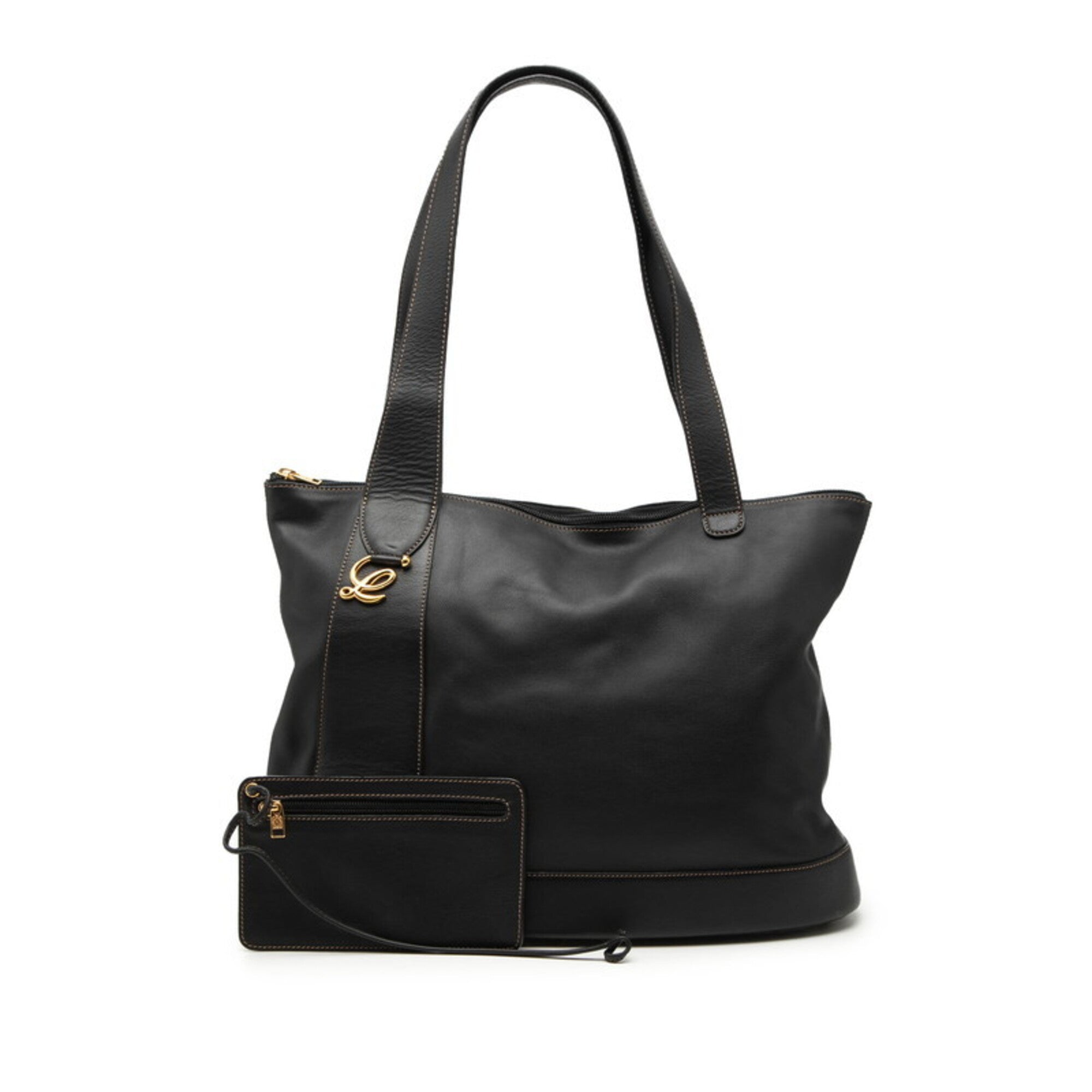Loewe Black Leather Shoulder Bag Tote Bag (Pre-Owned)
