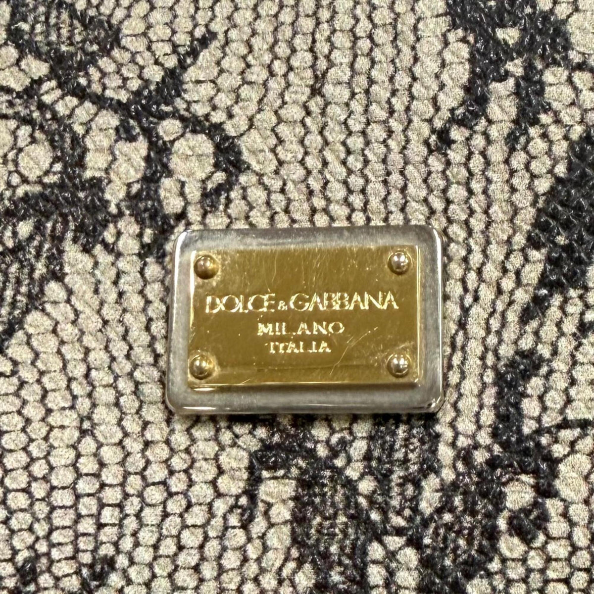 Dolce & Gabbana Beige Black Leather Tote Bag (Pre-Owned)