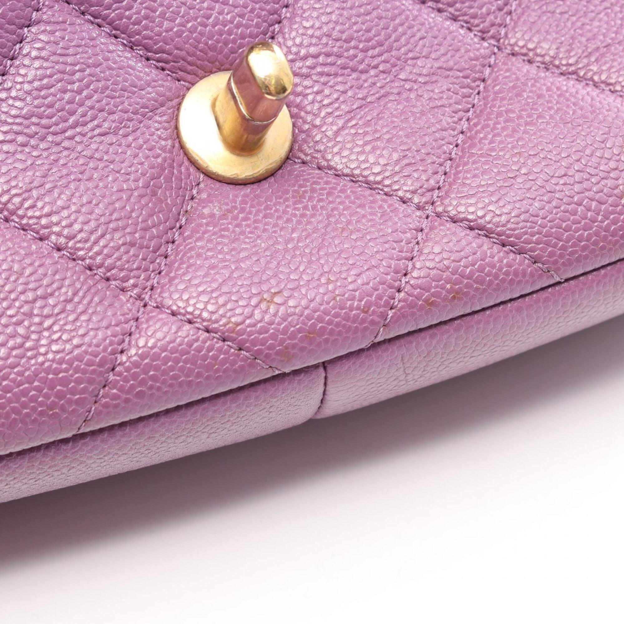 Chanel Purple Leather Handbag Shoulder Bag (Pre-Owned)