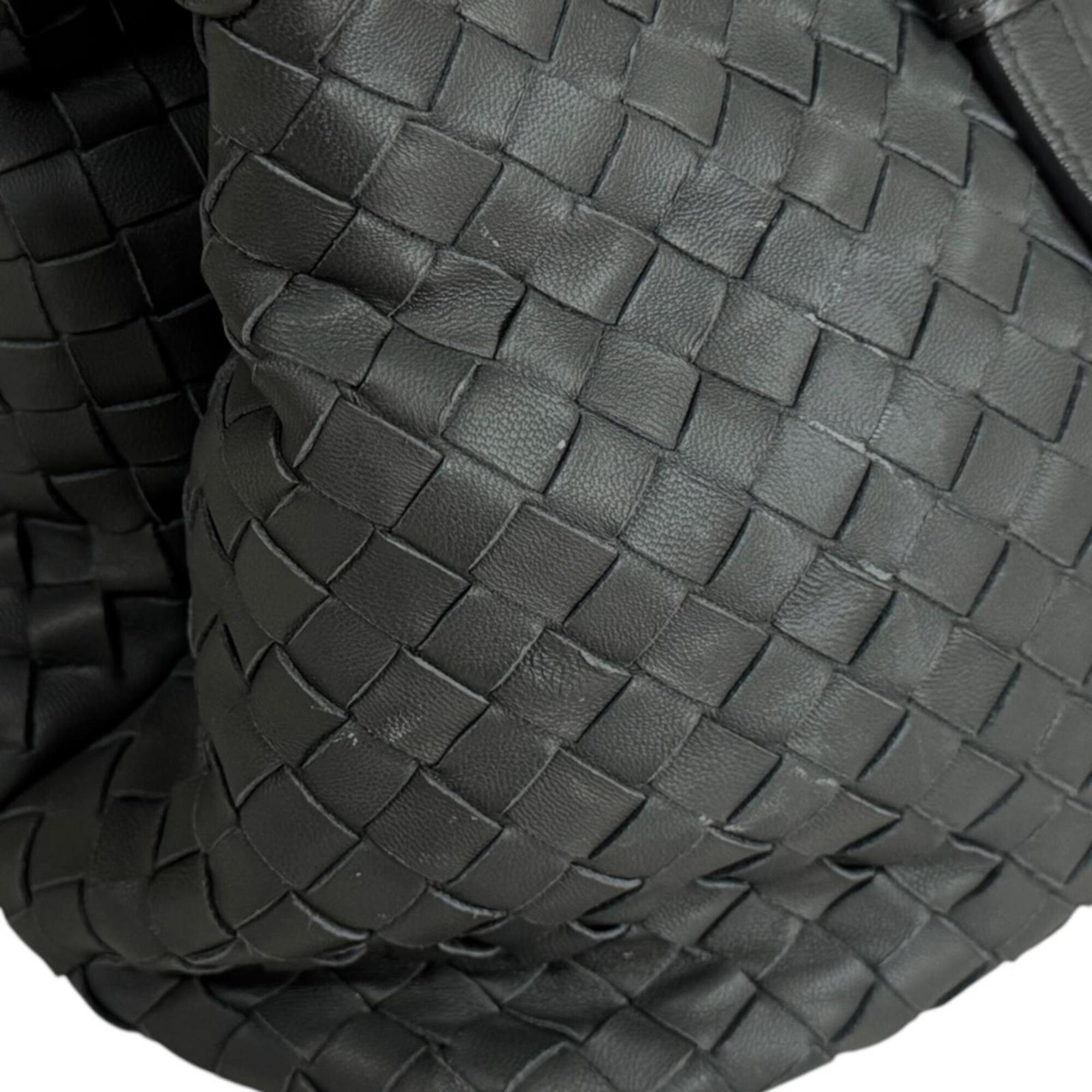 Bottega Veneta Intrecciato Gray Leather Handbag Shoulder Bag (Pre-Owned)