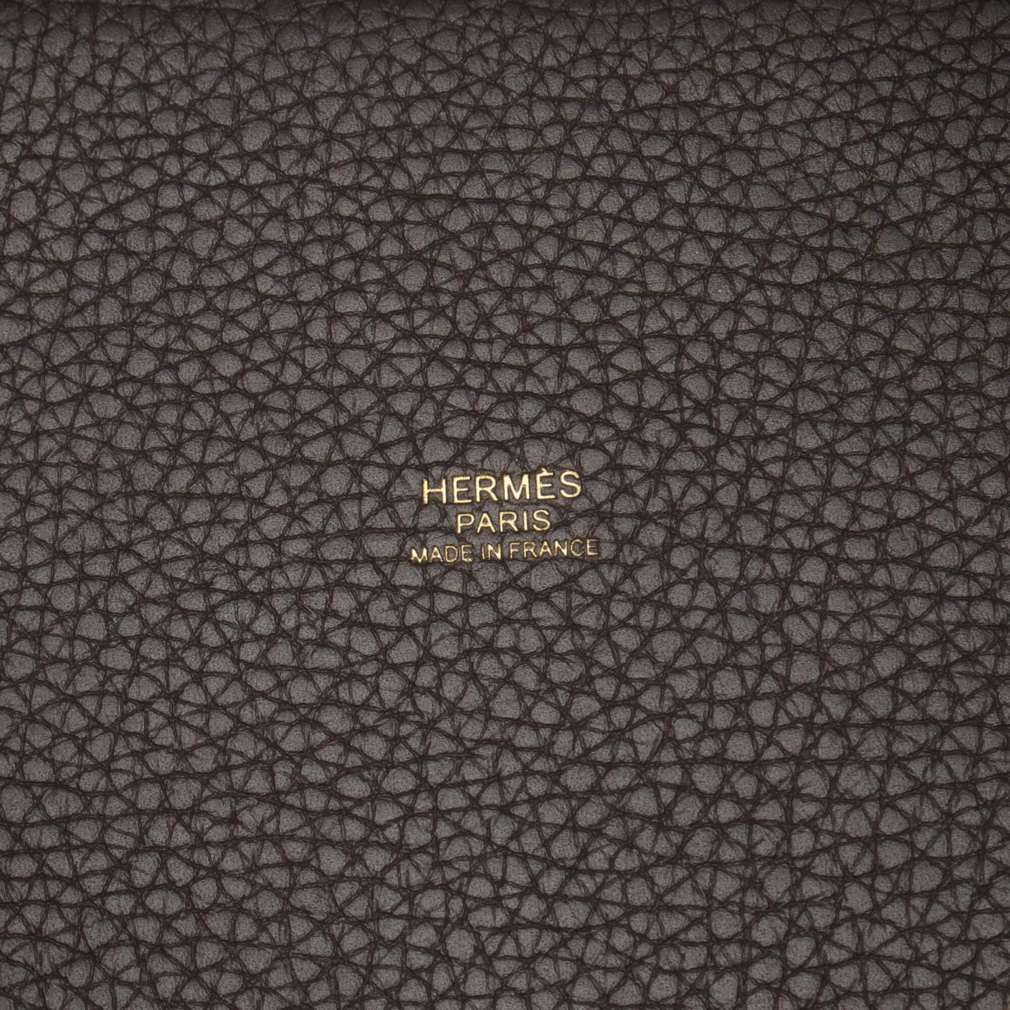 Hermes Brown Ebene Taurillon Clemence Leather Leather Handbag (Pre-Owned)