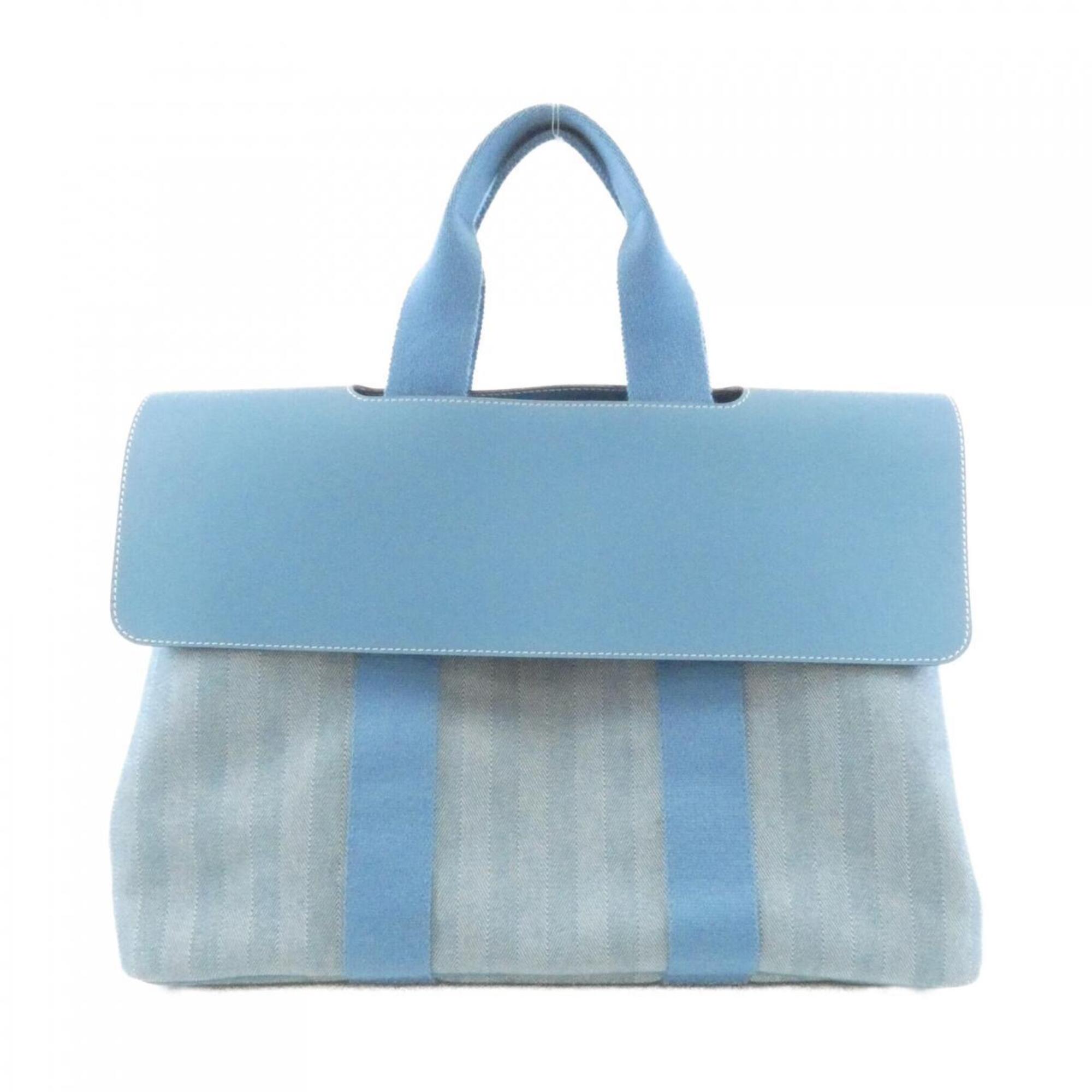 Hermes Blue Jean Toile Chevron Handbag (Pre-Owned)