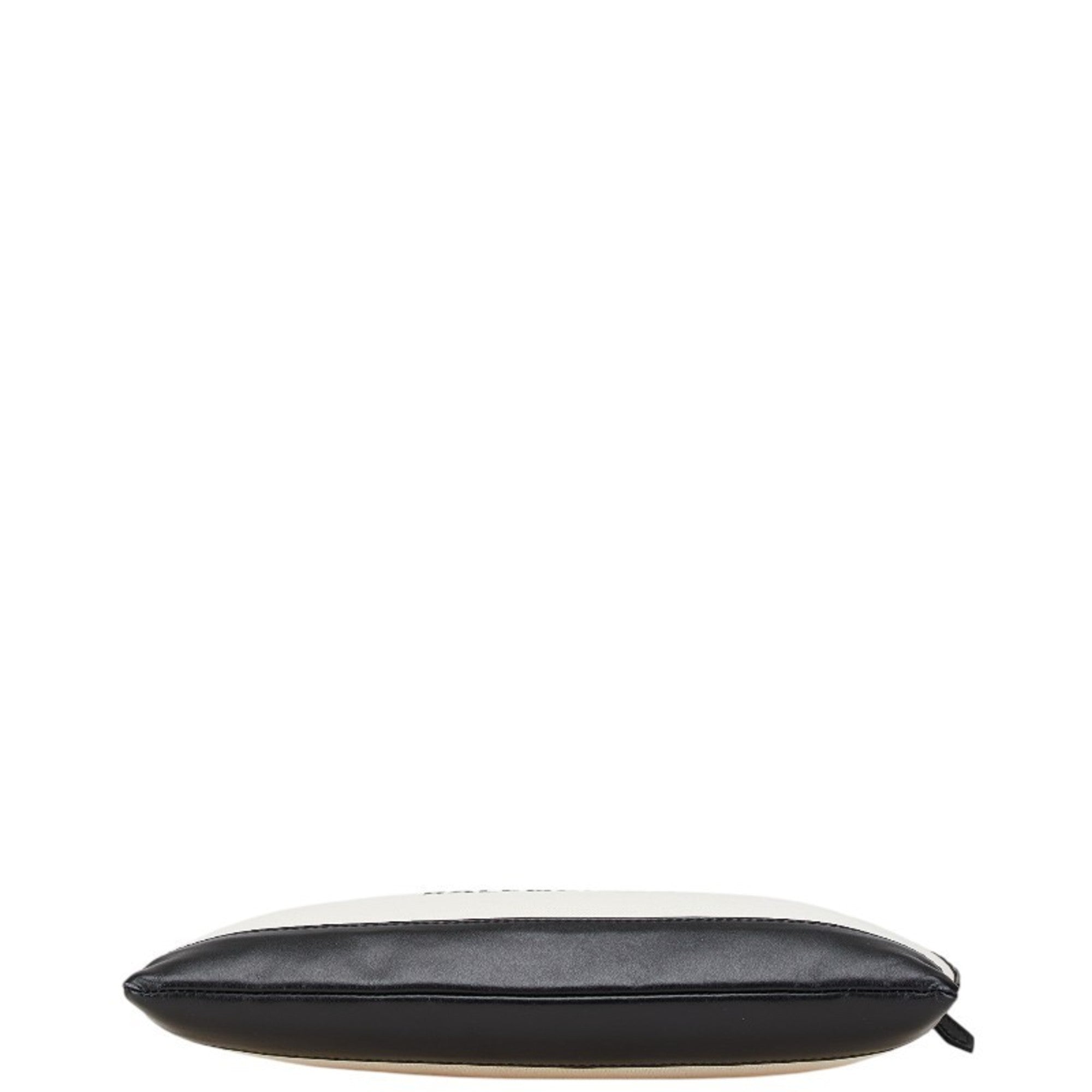 Balenciaga Beige Black Canvas Leather Clutch Bag (Pre-Owned)
