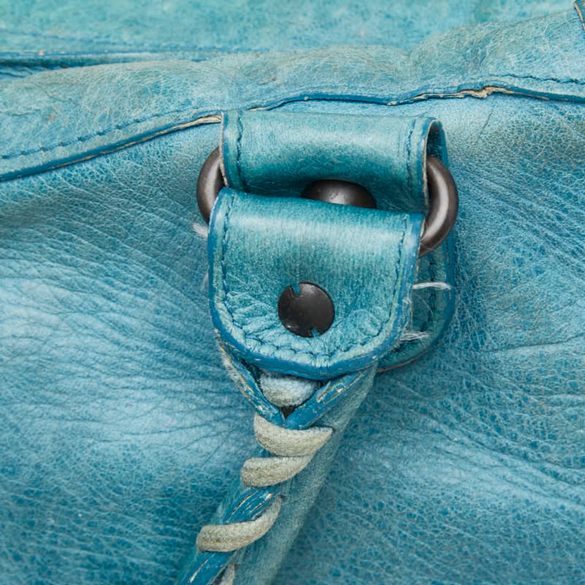 Balenciaga Light Blue Leather Handbag Shoulder Bag (Pre-Owned)