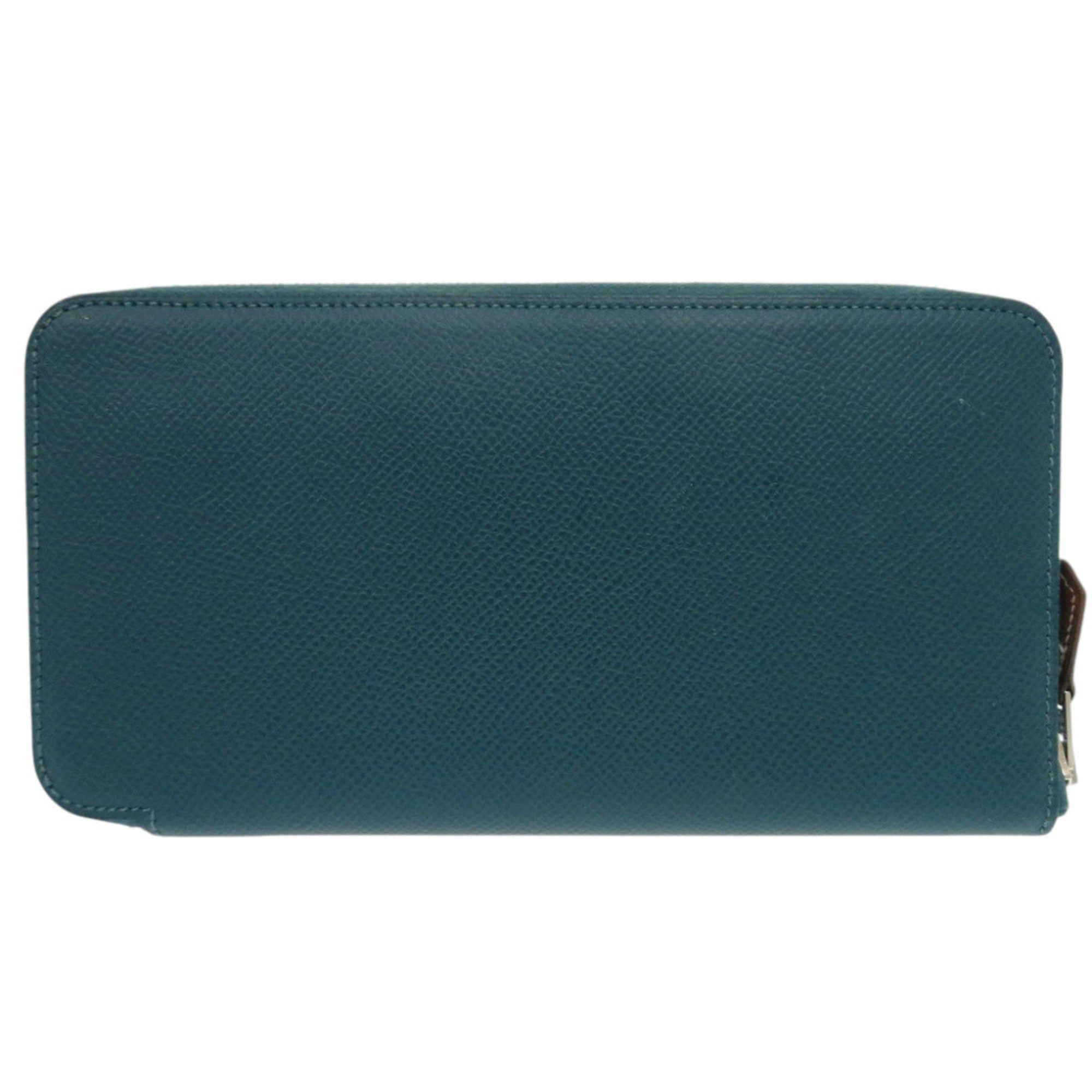 Hermes Green Epsom Leather Silk Long Wallet (Bi-Fold) (Pre-Owned)