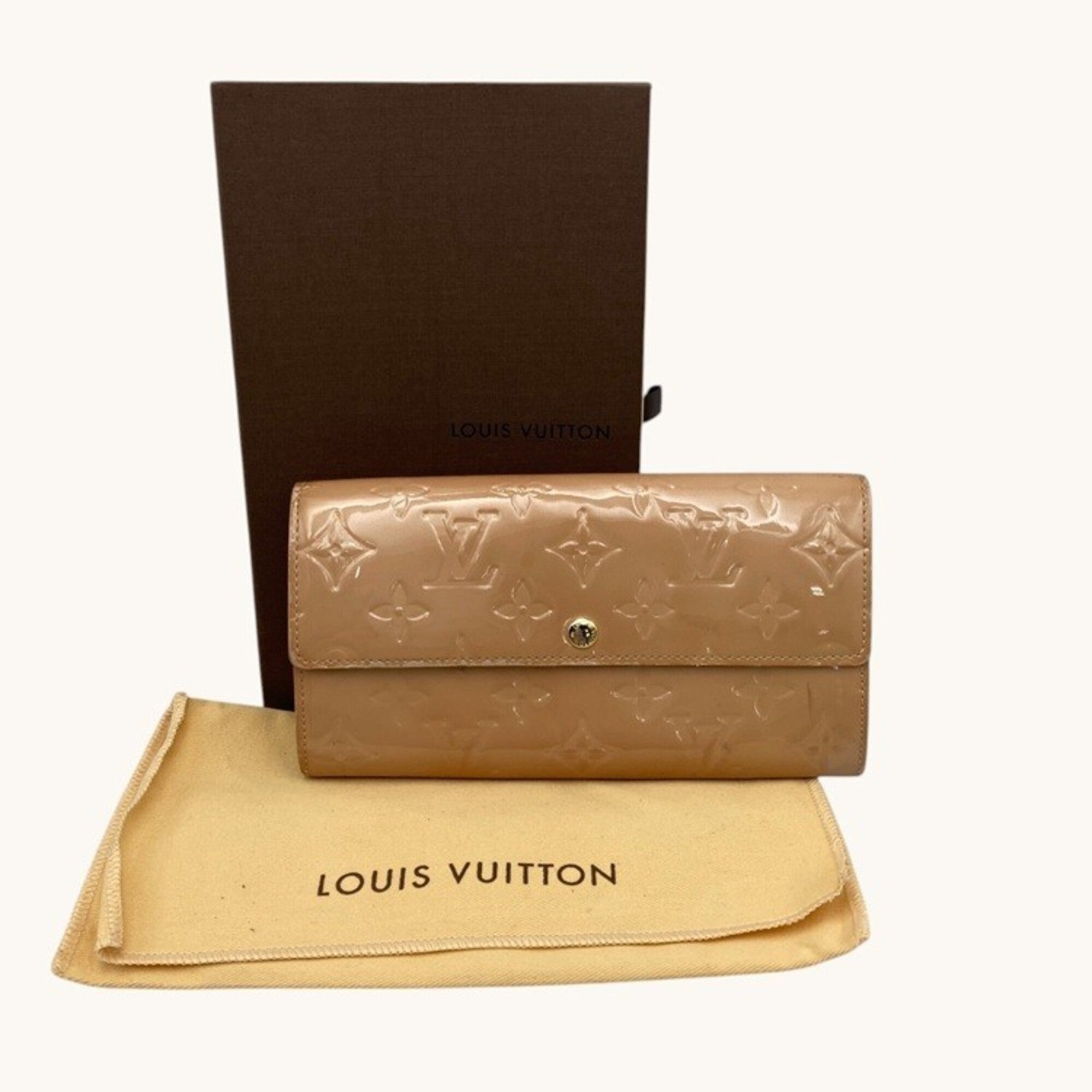 Louis Vuitton Vernis Beige Patent Leather Long Wallet (Bi-Fold) (Pre-Owned)