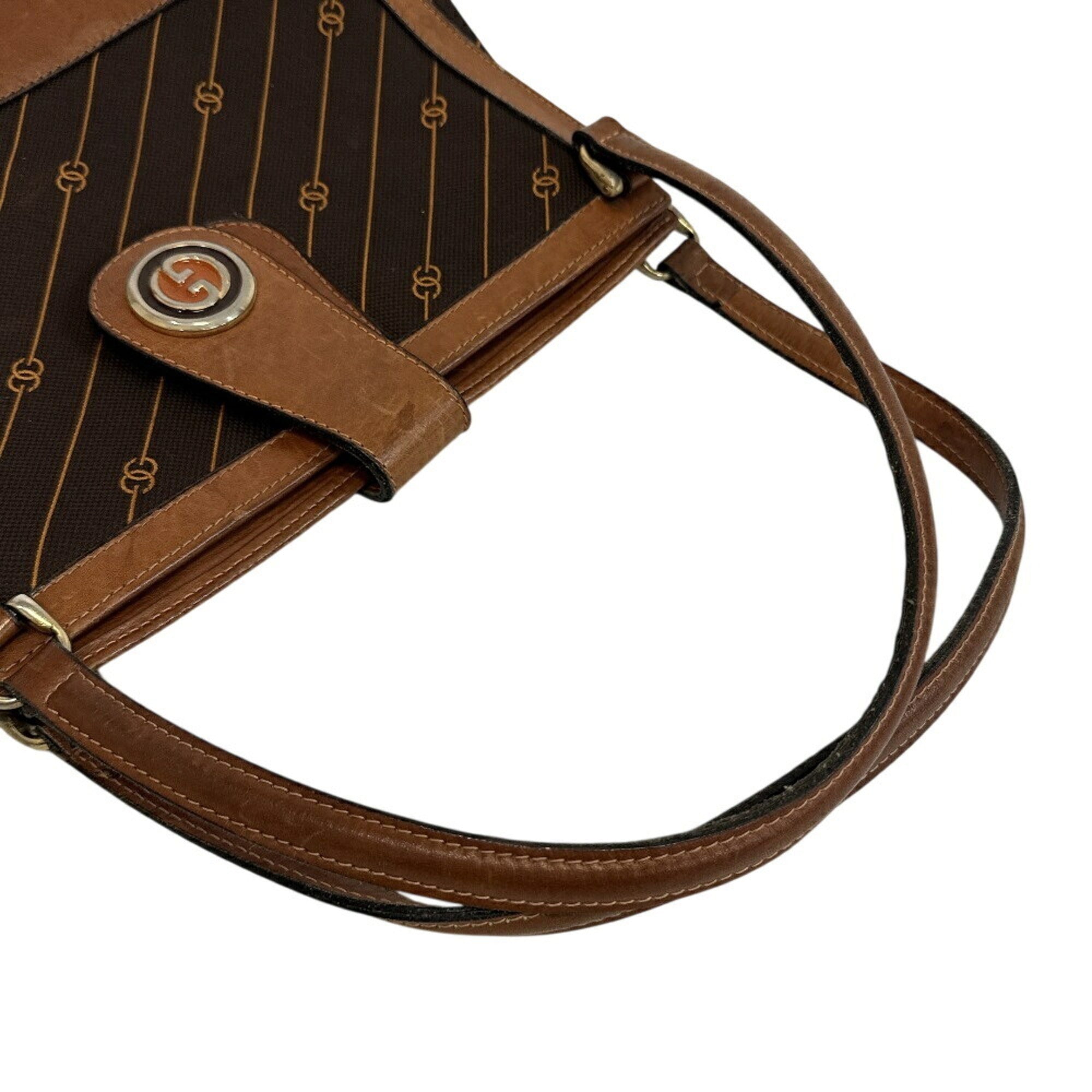 Gucci Brown Canvas Leather Shoulder Bag (Pre-Owned)