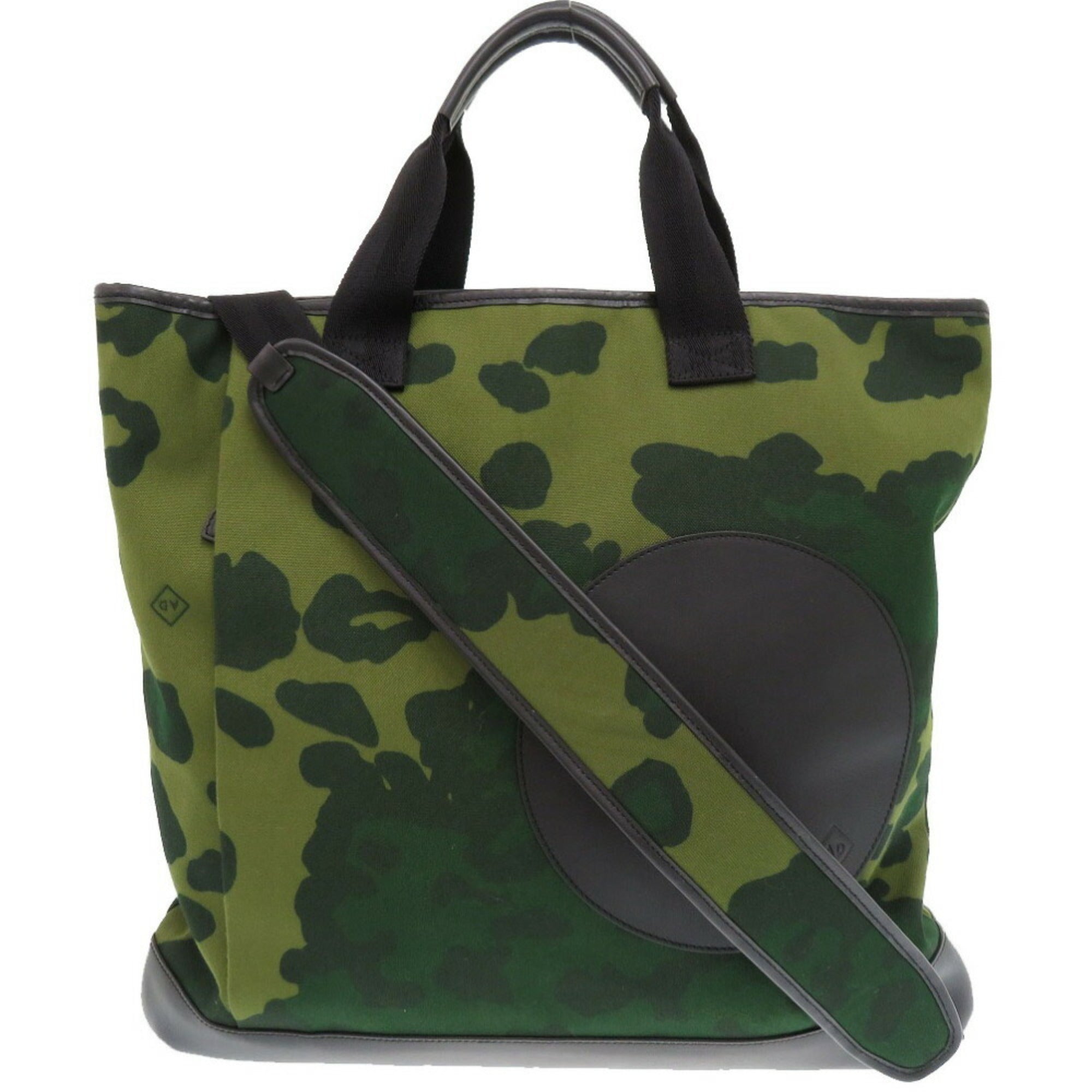 Dunhill Black Green Canvas Leather Tote Bag (Pre-Owned)