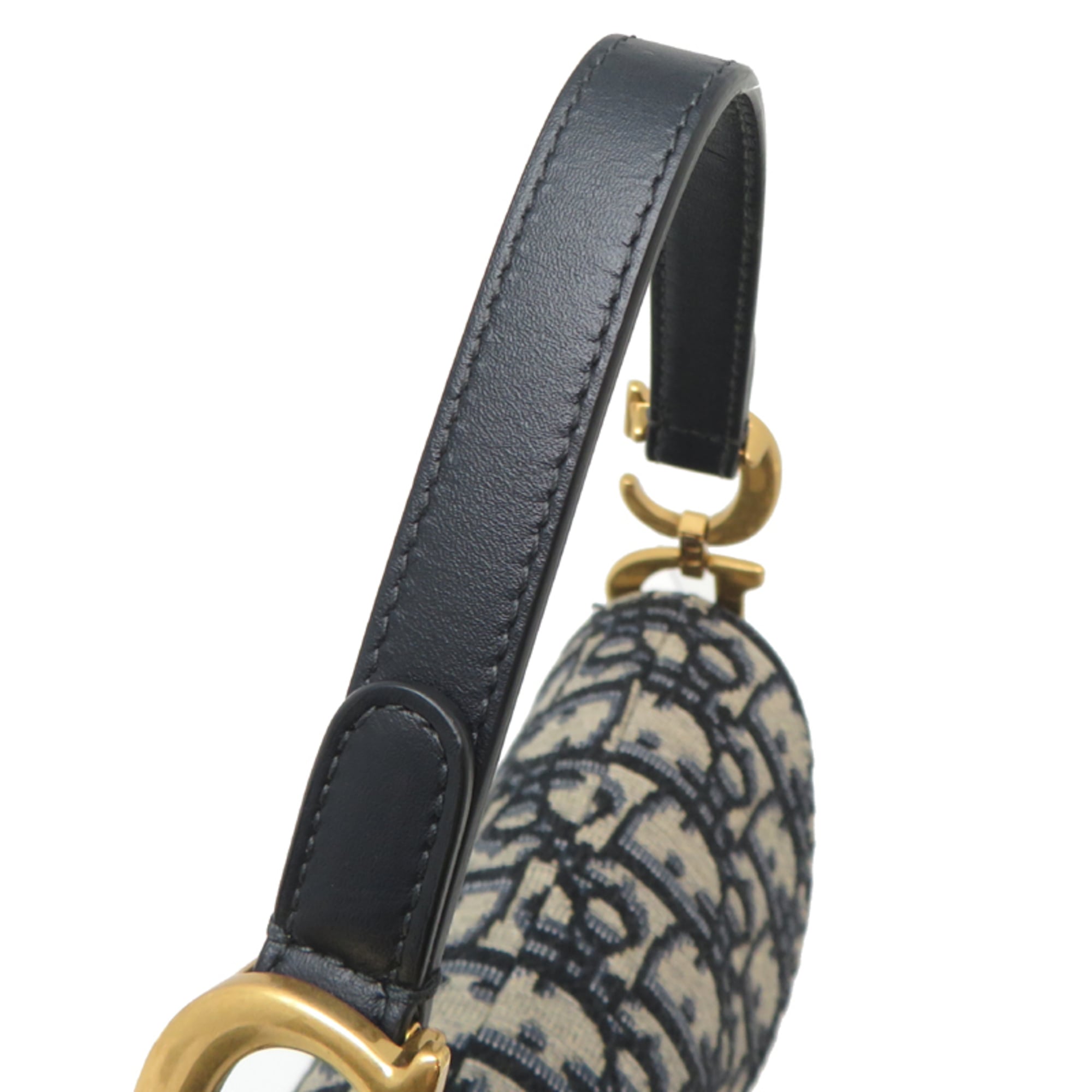 Christian Dior Jacquard Leather Handbag Saddle Bag (Pre-Owned)
