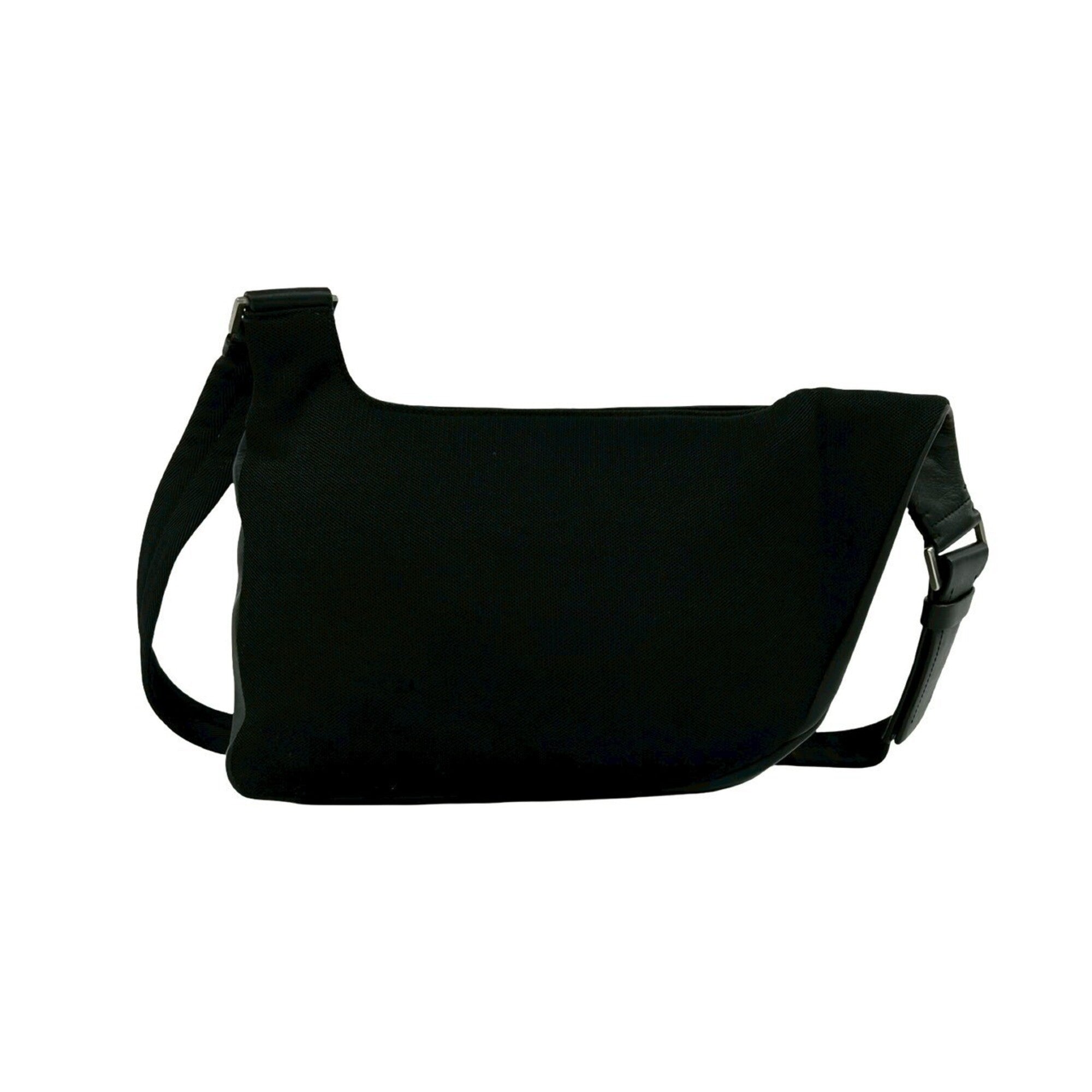 Prada Black Leather Nylon Pochette Shoulder Bag Sling Bag (Pre-Owned)