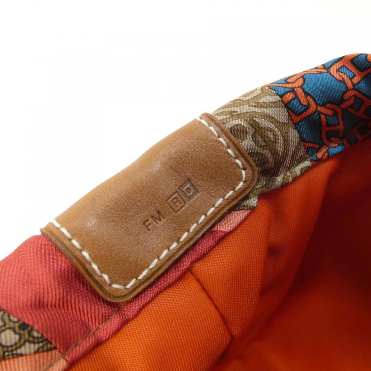 Hermes Fauve Feu Silk Barenia Leather Handbag Pouch (Pre-Owned)