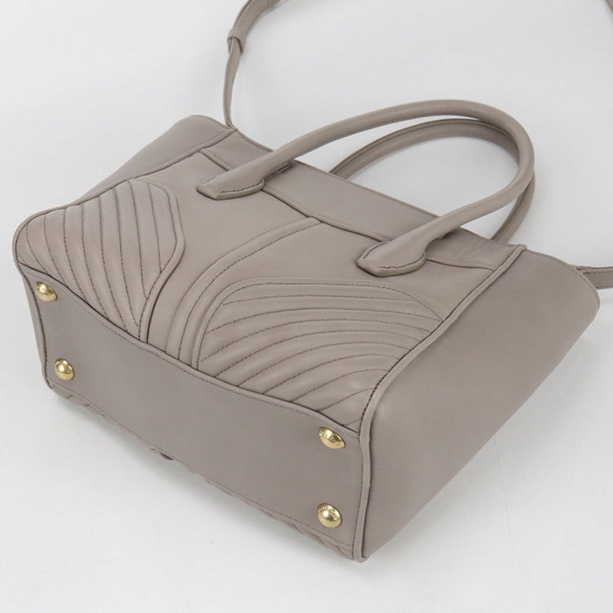 Miu Miu Gray Leather Tote Bag (Pre-Owned)