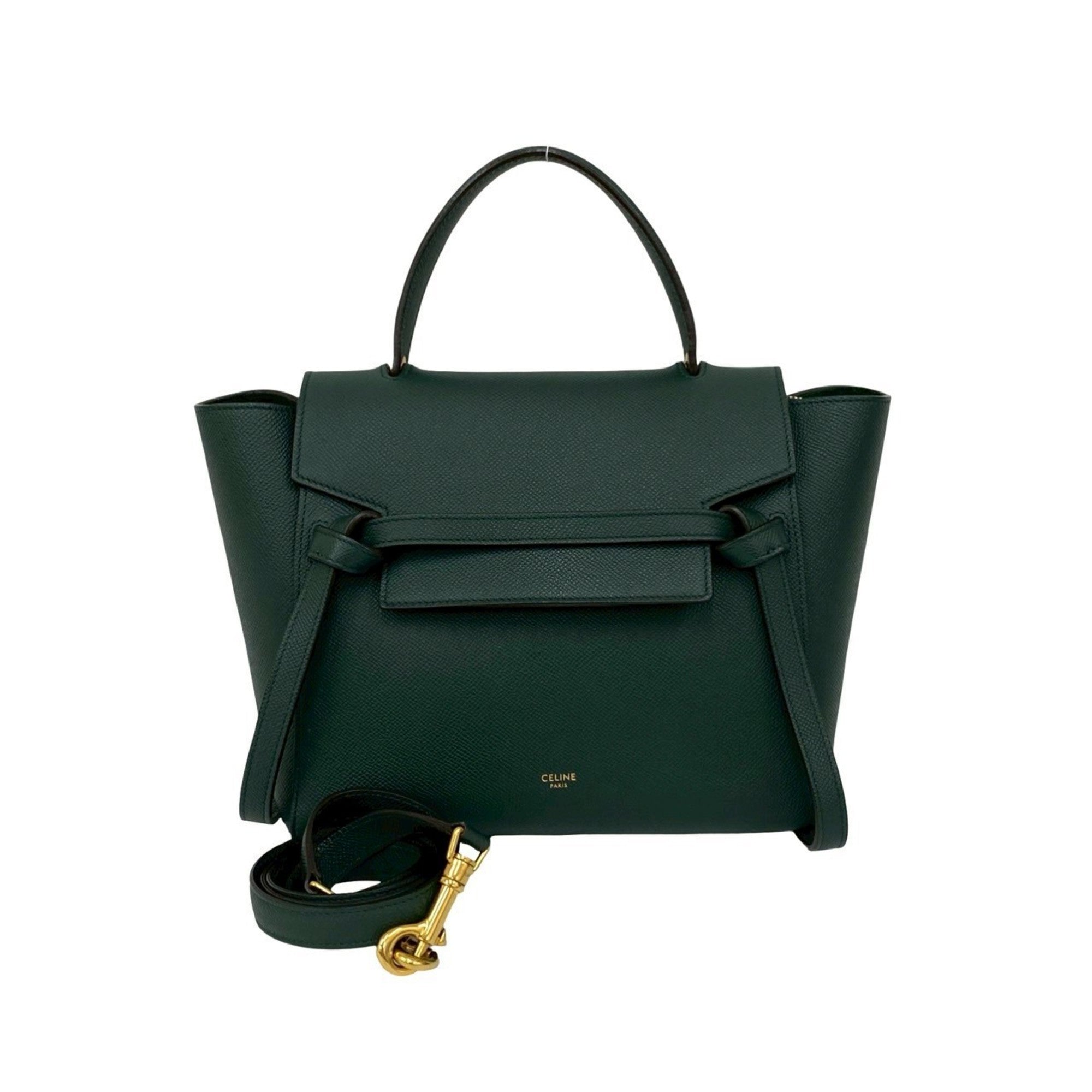 Celine Green Leather Handbag Pochette Shoulder Bag (Pre-Owned)