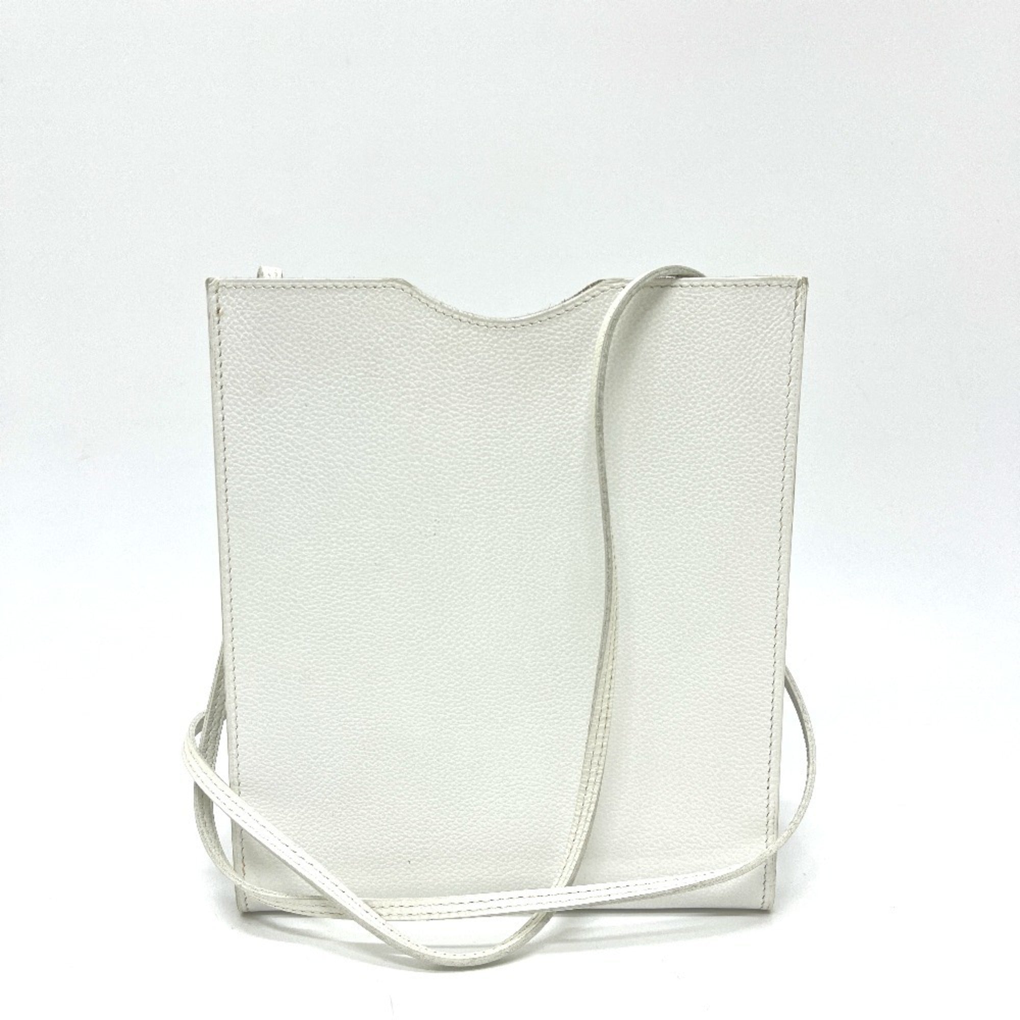 Hermes Onimaitou White Leather Pochette Shoulder Bag (Pre-Owned)