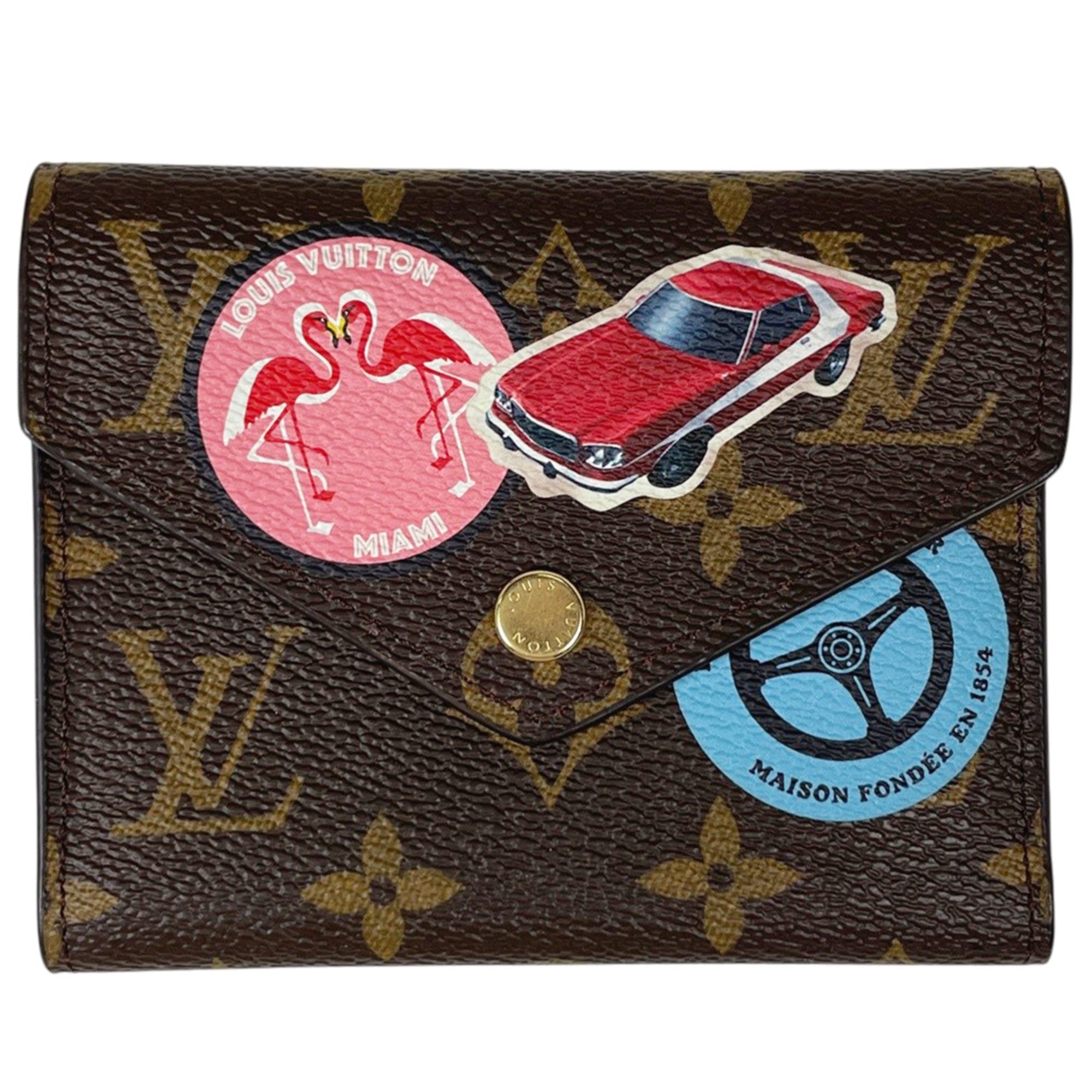 Louis Vuitton Brown Monogram Red Color Monogram Wallet (Tri-Fold) (Pre-Owned)