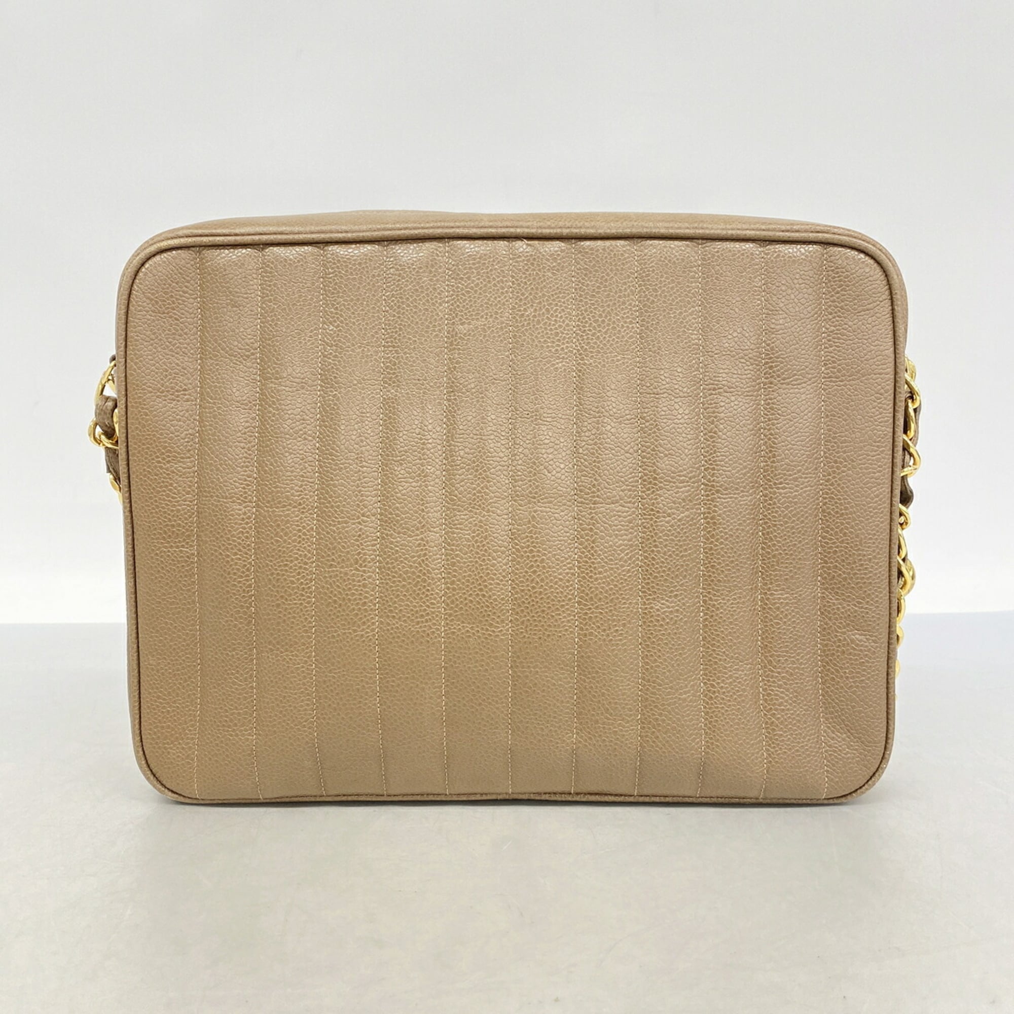 Chanel Light Brown Grained Calfskin Shoulder Bag (Pre-Owned)