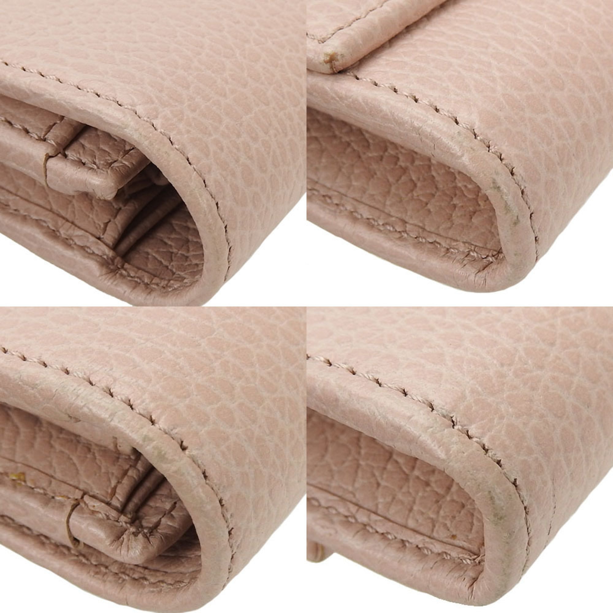 Gucci Pink Leather Long Wallet (Bi-Fold) (Pre-Owned)