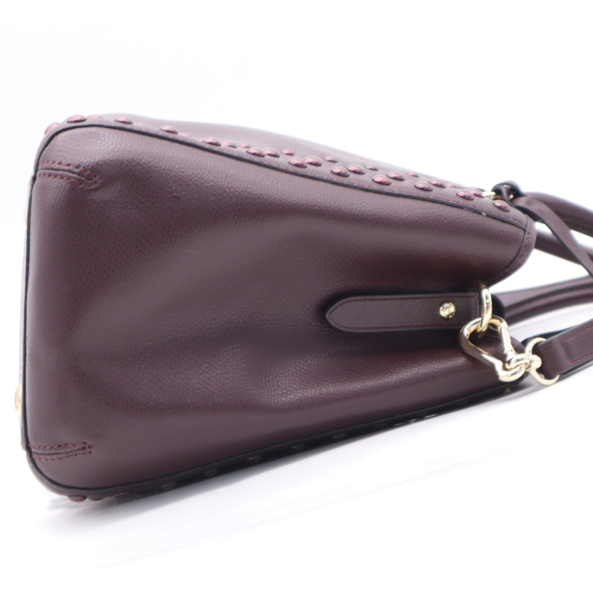 Coach Bordeaux Leather Handbag Shoulder Bag (Pre-Owned)