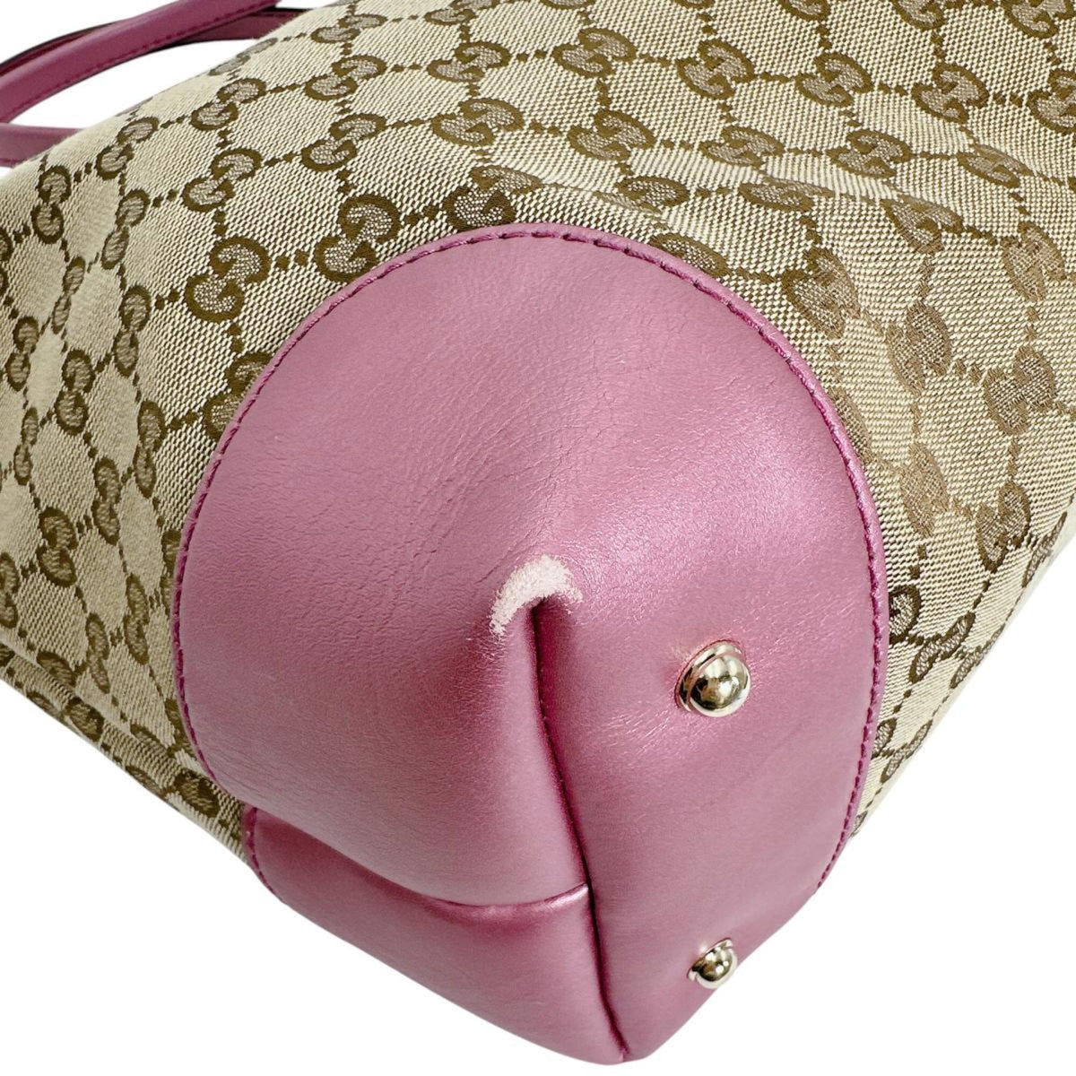 Gucci Brown Pink Gg Canvas Tote Bag (Pre-Owned)