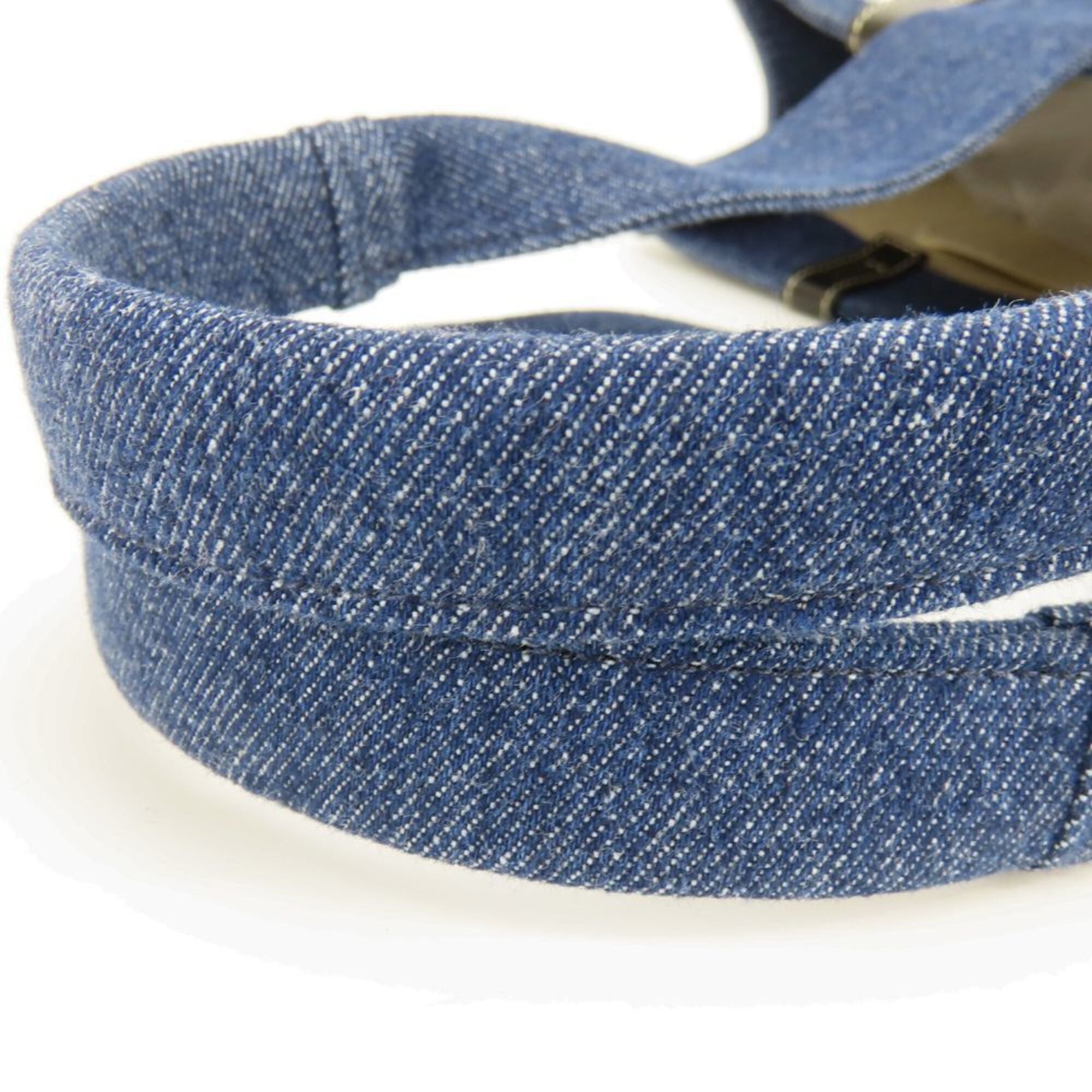 Chloé Blue White Cotton Denim Leather Tote Bag (Pre-Owned)