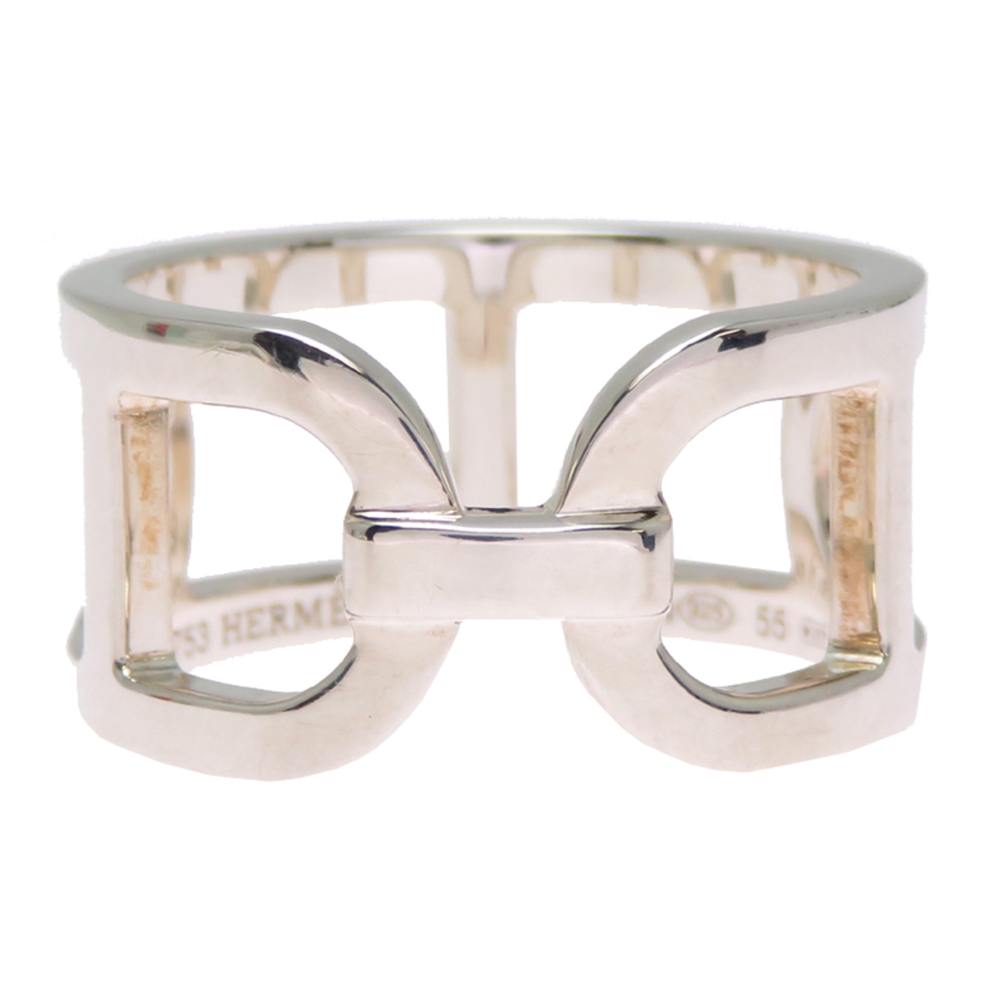 Hermes Silver 925 Band Ring (Pre-Owned)
