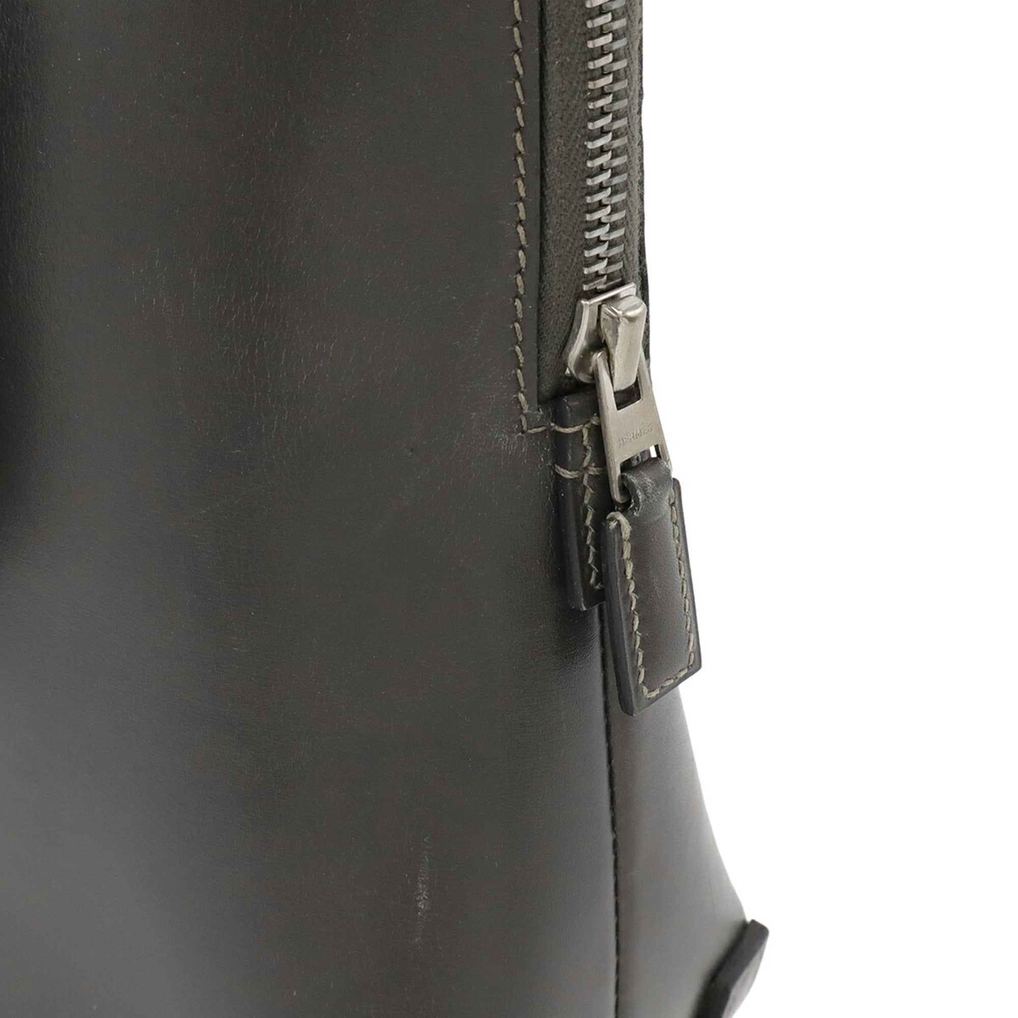 Hermes Dark Gray Box Calf Leather Handbag Tote Bag (Pre-Owned)