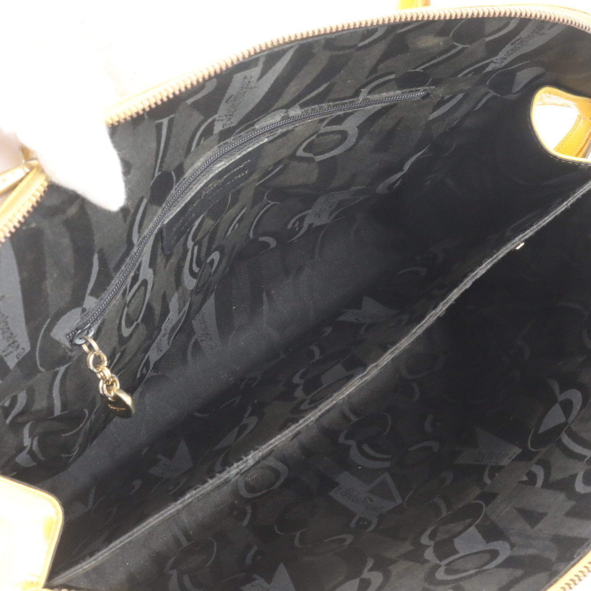 Salvatore Ferragamo Yellow Jacquard Handbag Shoulder Bag Tote Bag (Pre-Owned)