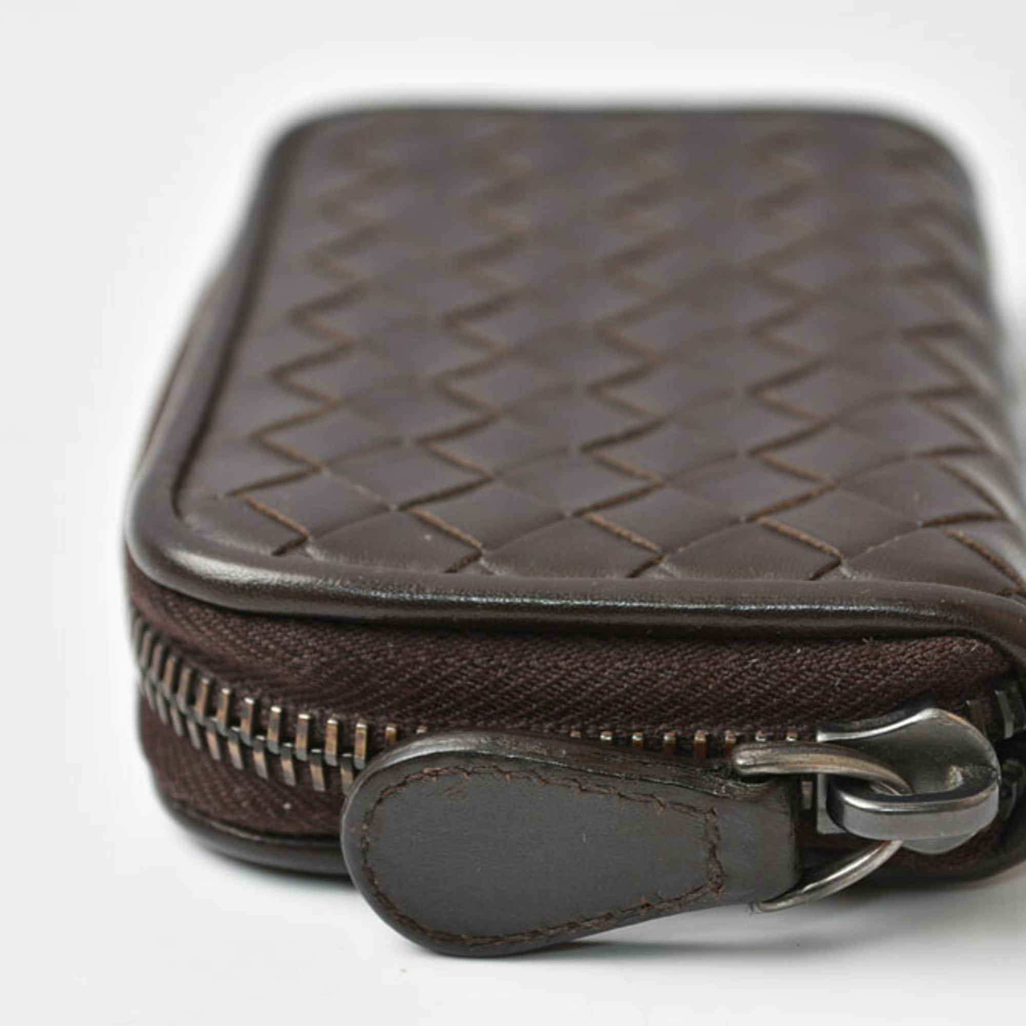 Bottega Veneta Dark Brown Intrecciato Coin Purse/Coin Case (Pre-Owned)