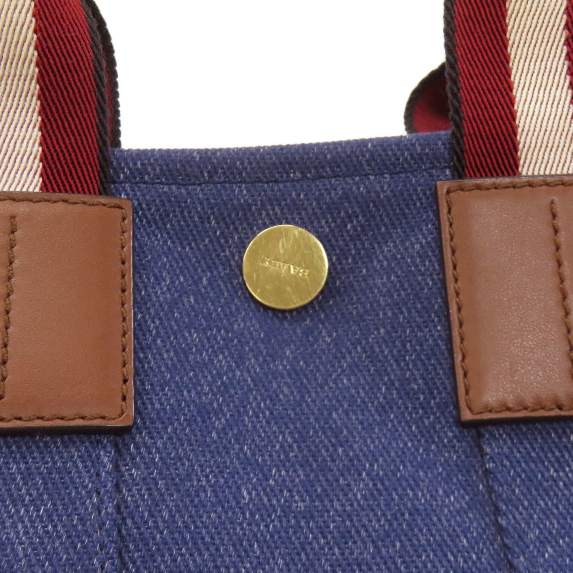 Bally Blue Canvas Handbag (Pre-Owned)