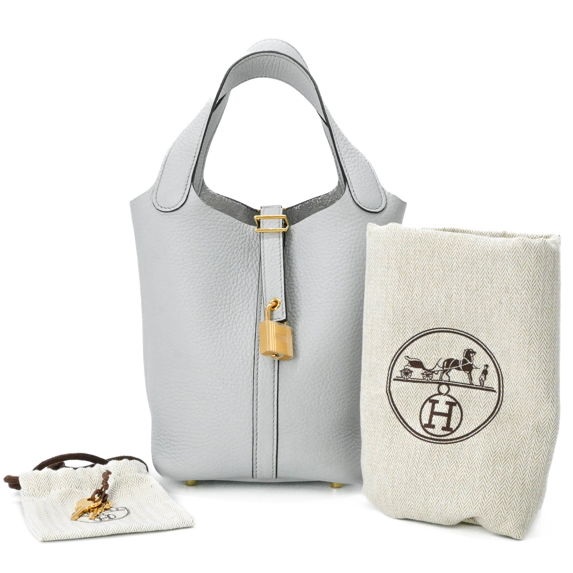 Hermes Gray Taurillon Clemence Leather Handbag (Pre-Owned)