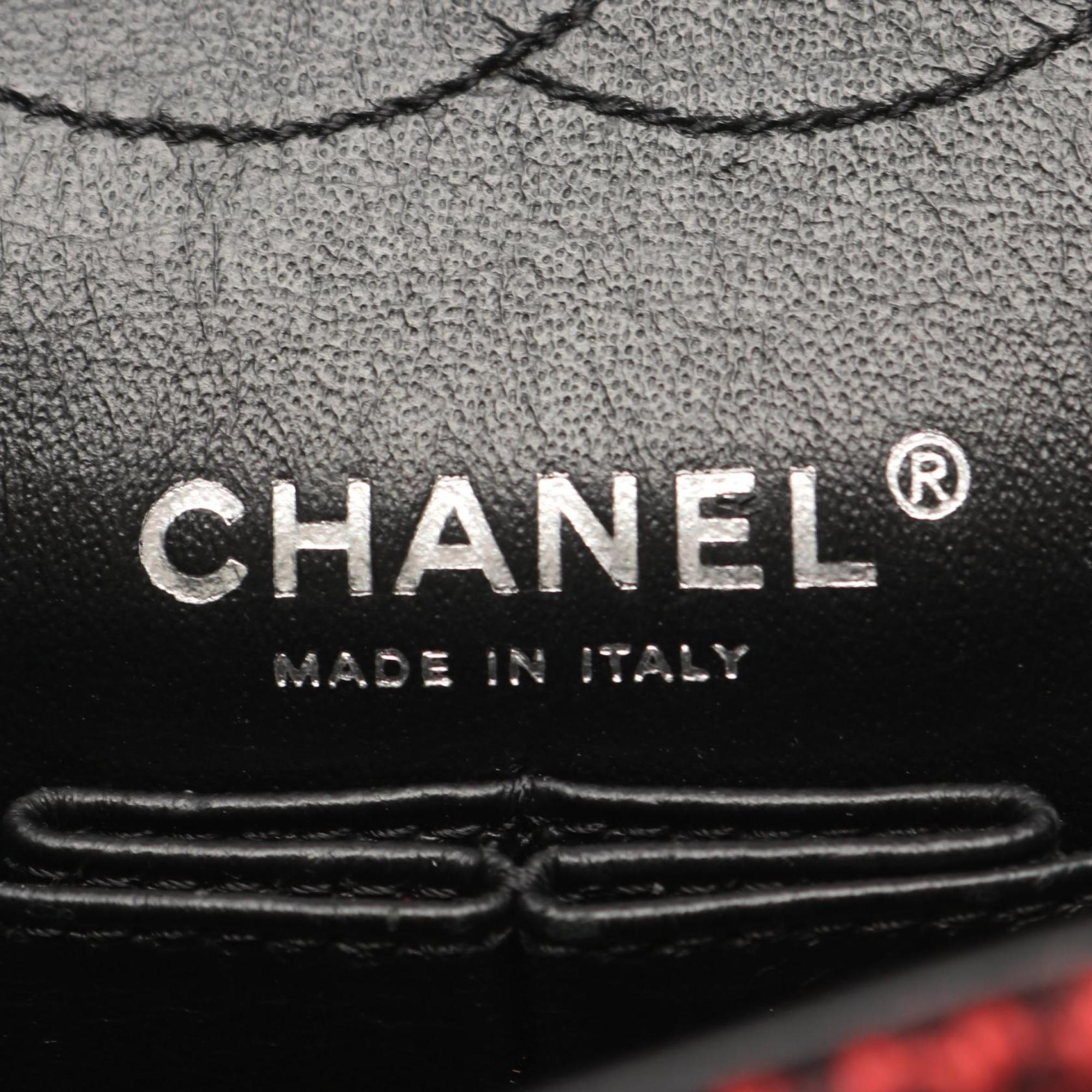 Chanel Black Red Color Wool Shoulder Bag (Pre-Owned)