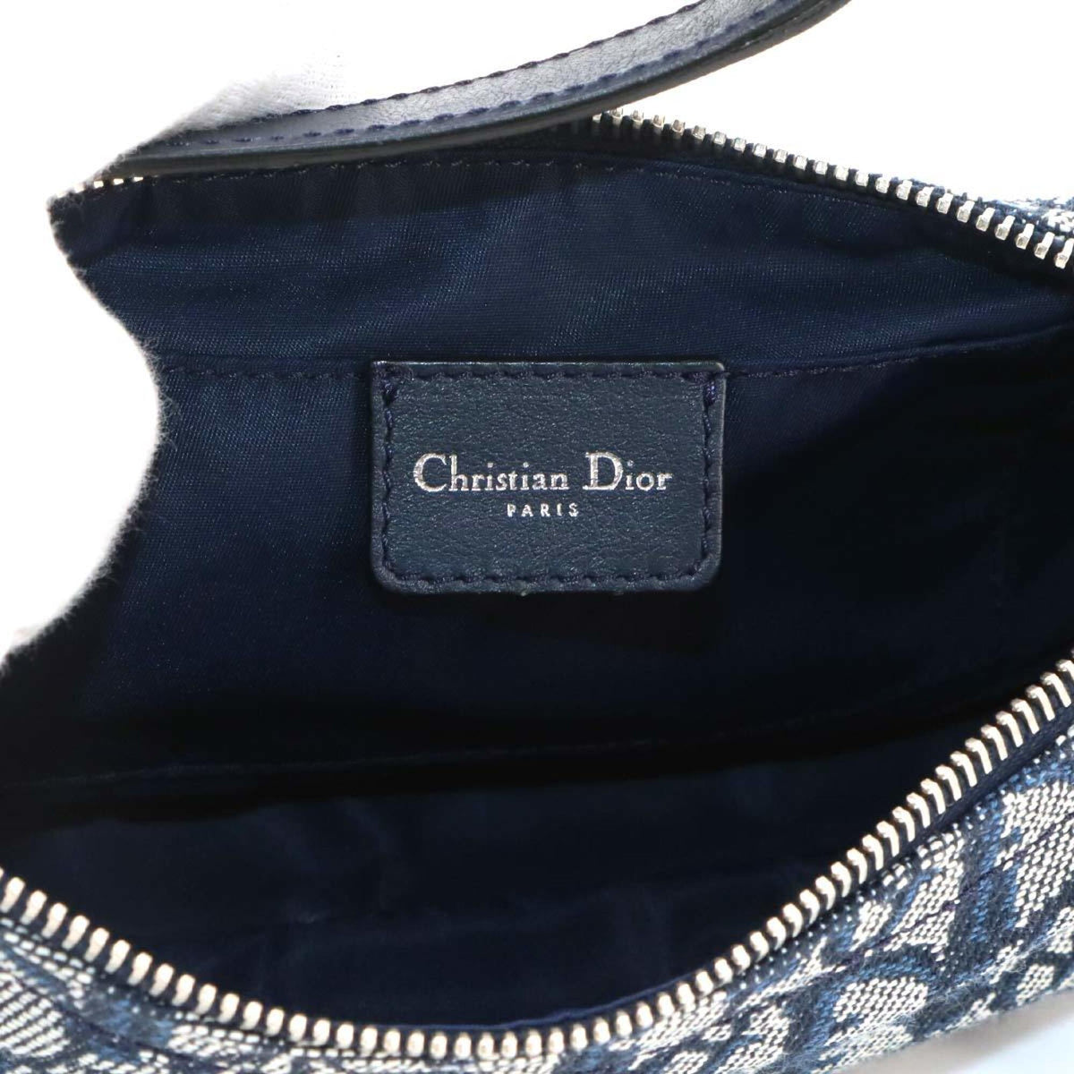 Christian Dior Navy Canvas Leather Handbag Shoulder Bag (Pre-Owned)